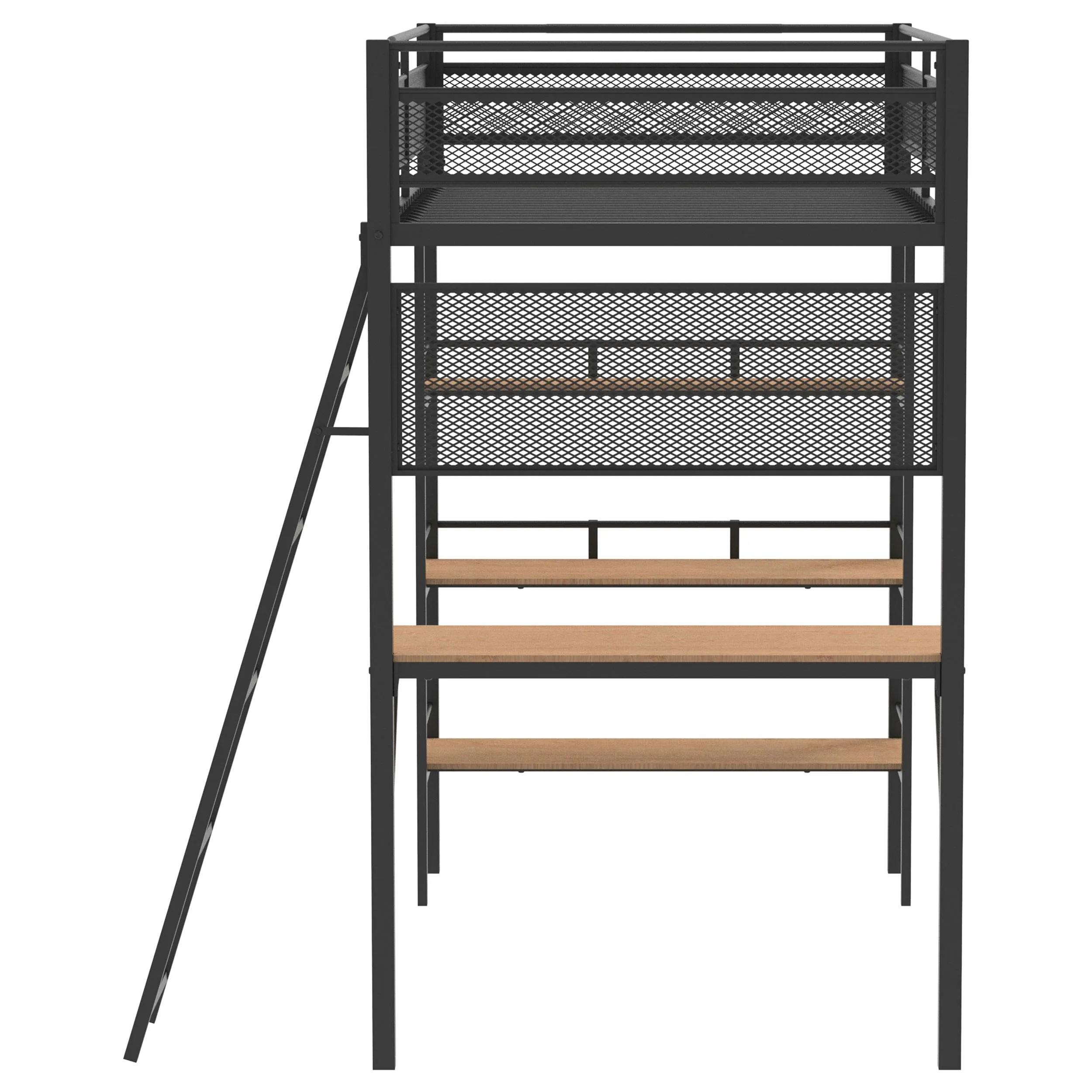 Campus Matte Black 3-Shelf Metal Twin Workstation Loft Bed - Image 6
