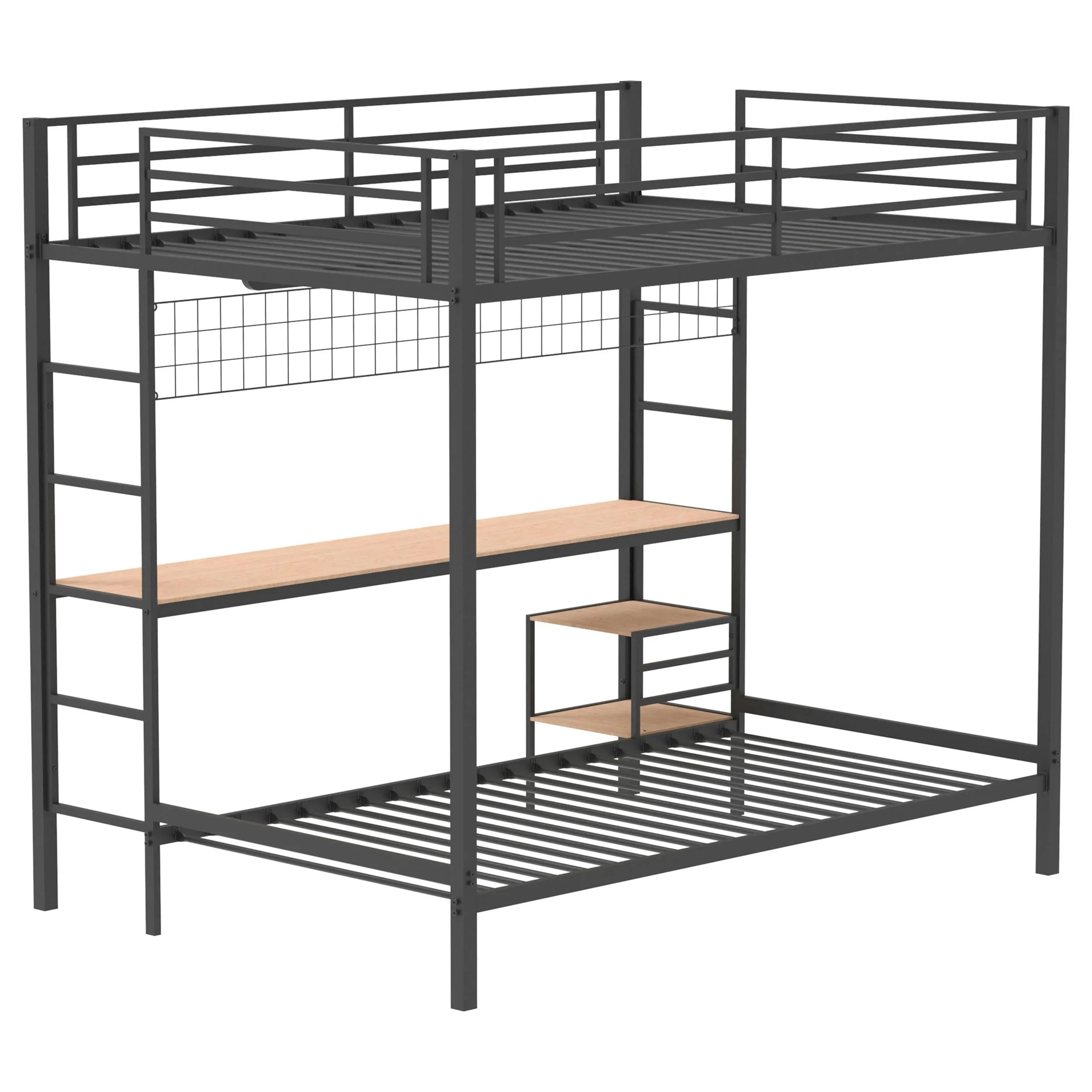 Campus Matte Black Metal Full Over Twin Workstation Bunk Bed - Image 6