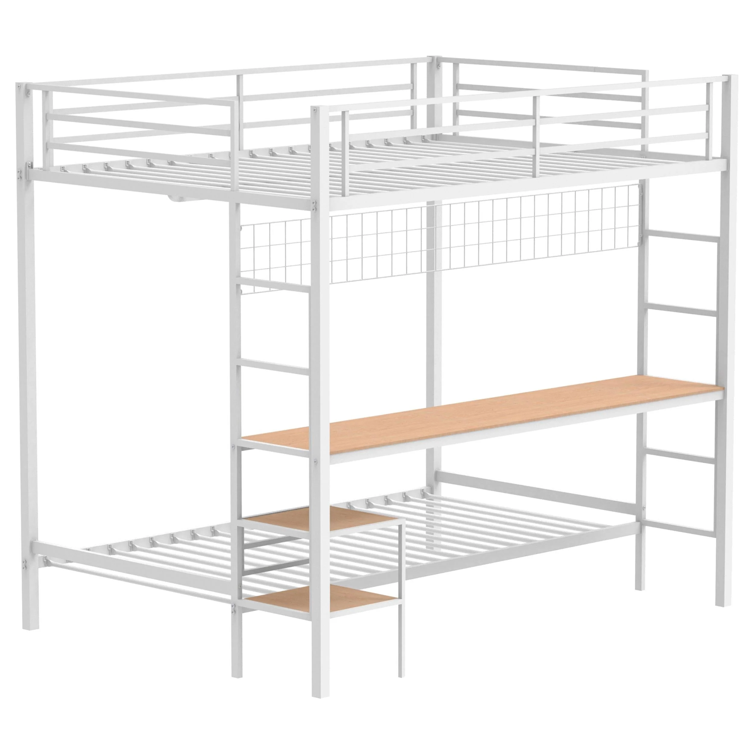 Campus Matte White Metal Full Over Twin Workstation Bunk Bed - Image 3