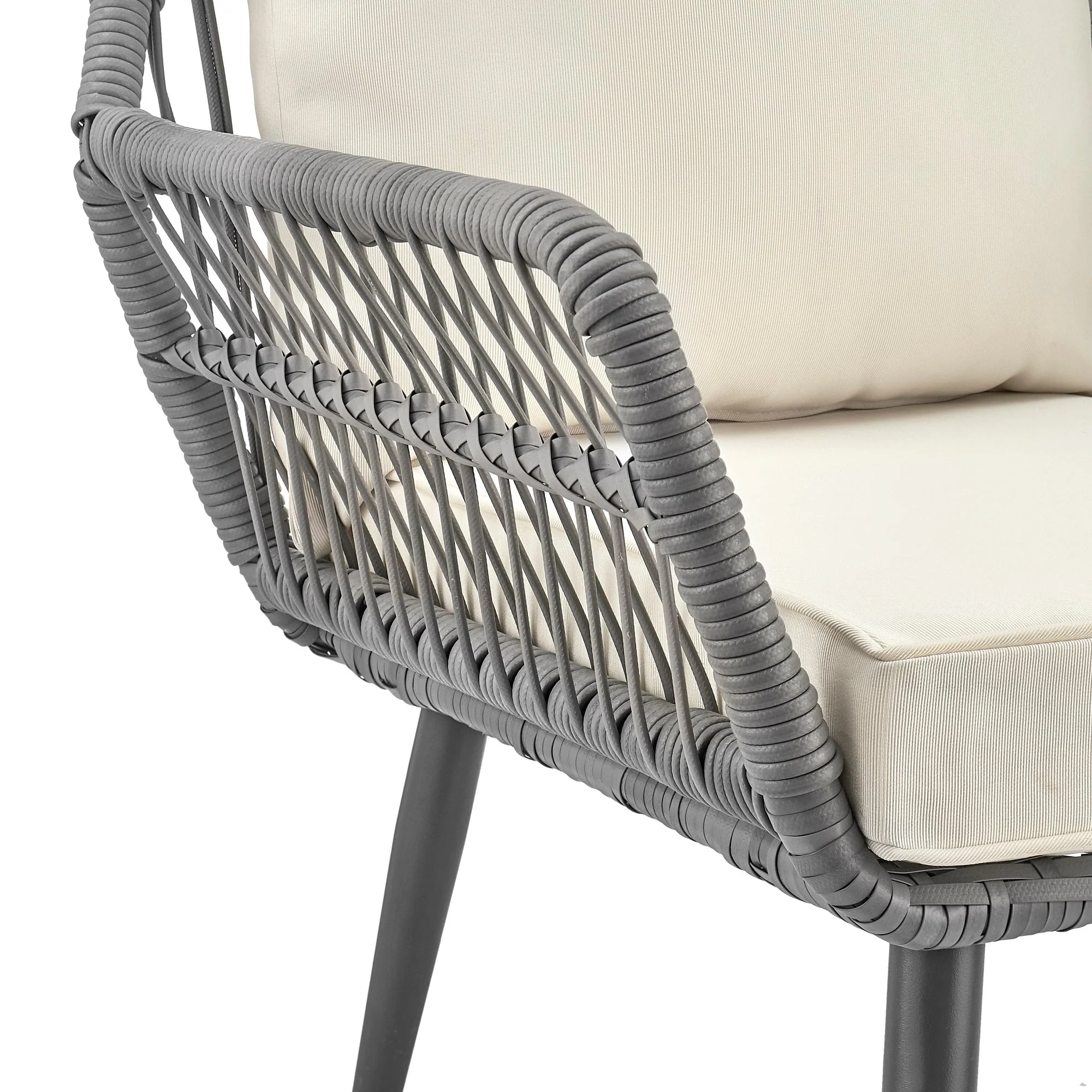 Cannes Patio 2-Person Seating Group with End Table with Cream Cushions - Image 7