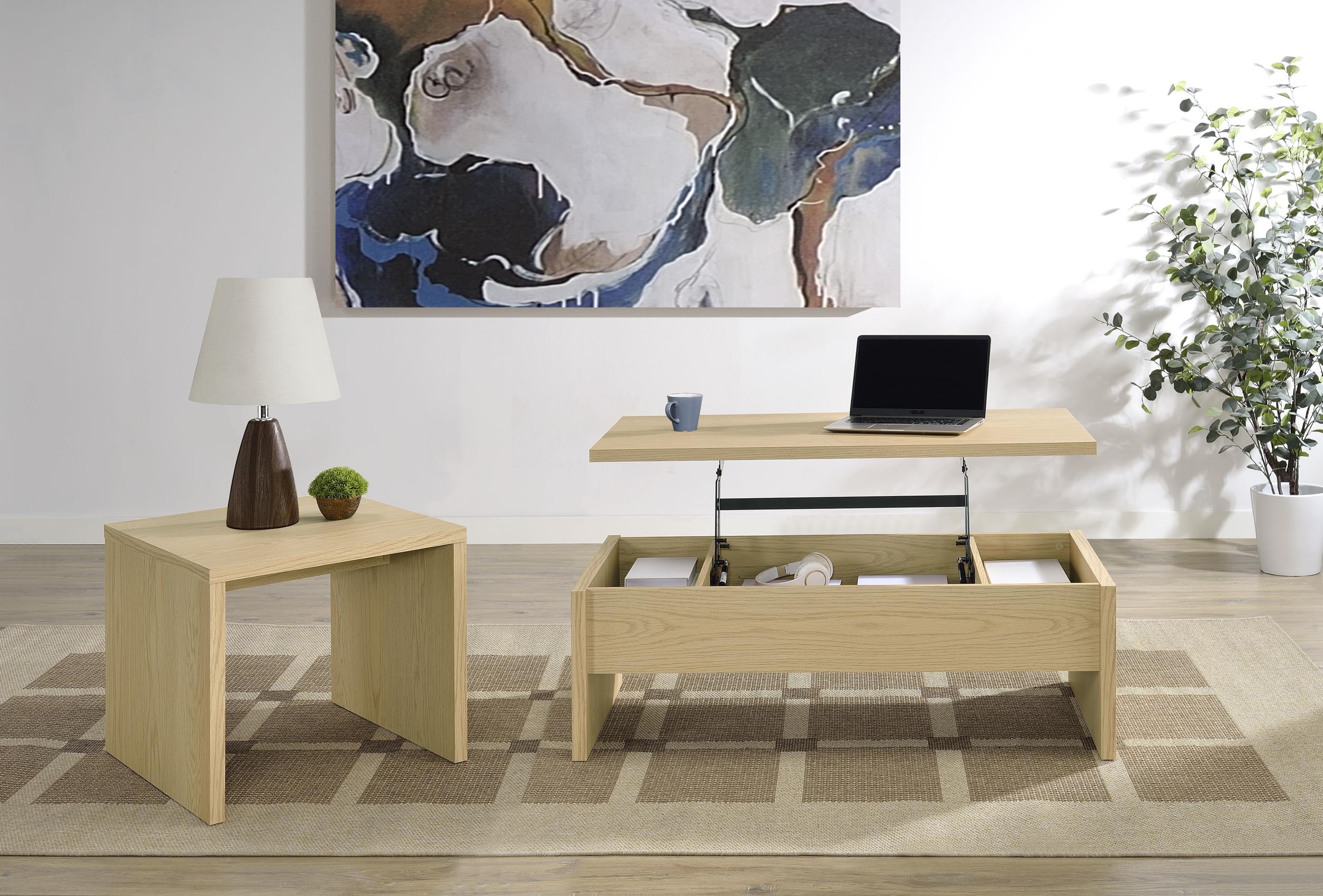 Canoga Light Oak Engineered Wood Lift Top Coffee Table - Image 12