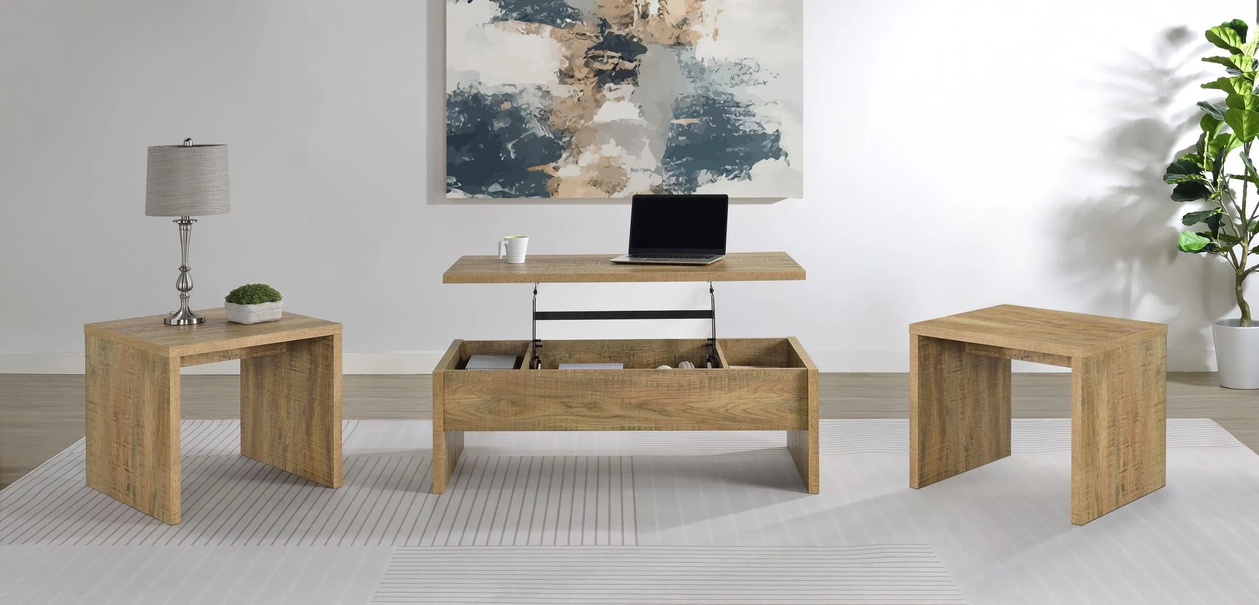 Canoga Mango 3-Piece Lift Top Cocktail Coffee Table Set