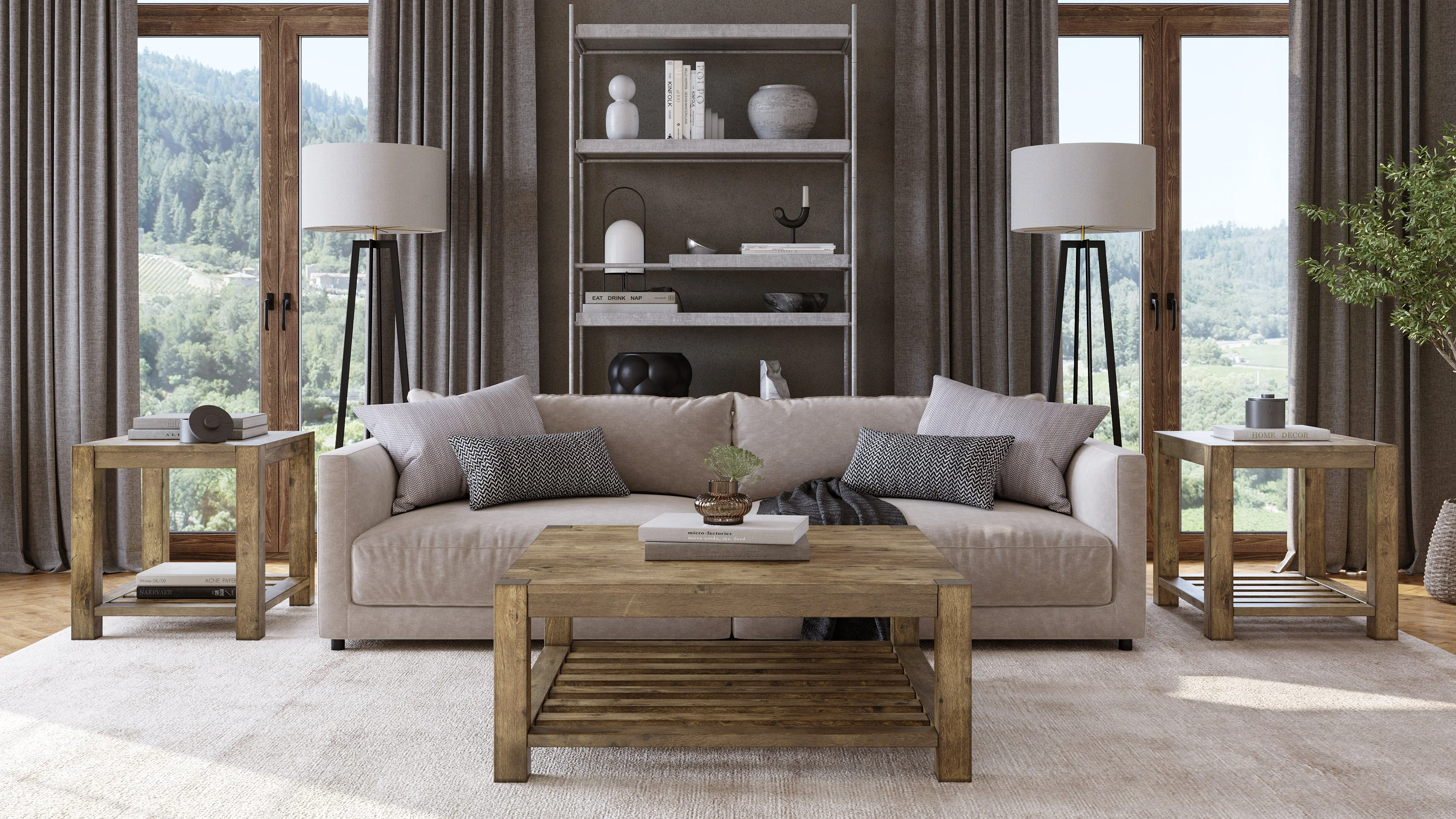 Canyon Solid Wood Rectangular End Table in Washed Grey - Image 2