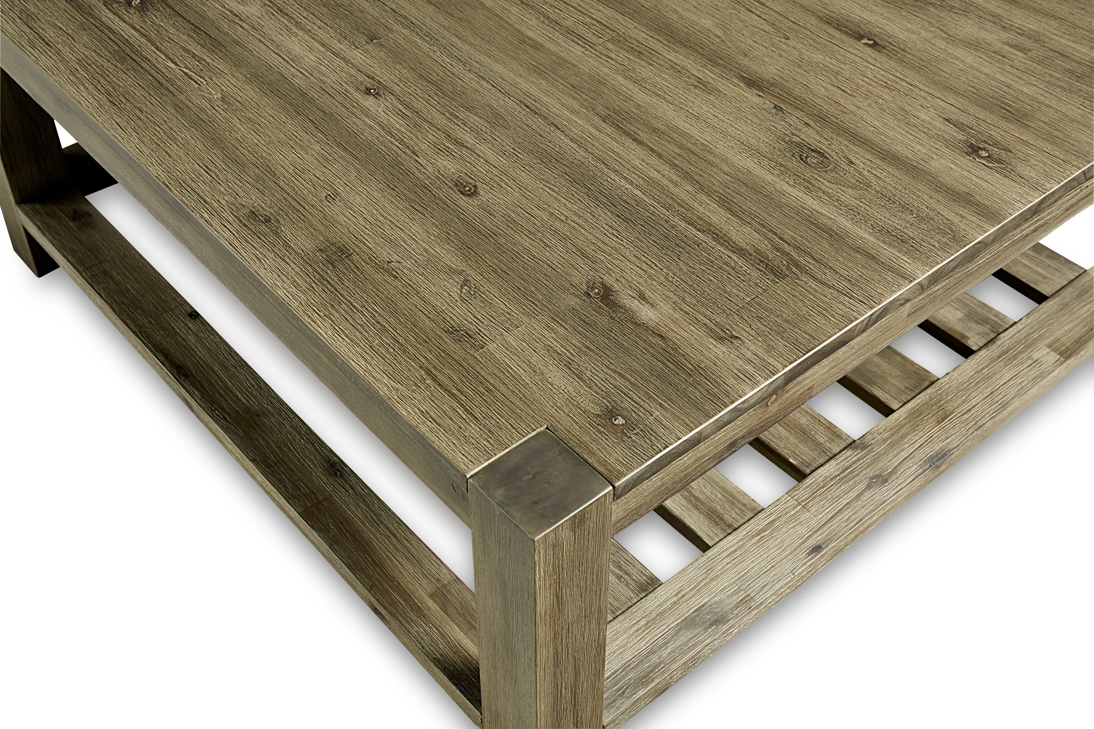 Canyon Solid Wood Square Coffee Table in Washed Grey - Image 4
