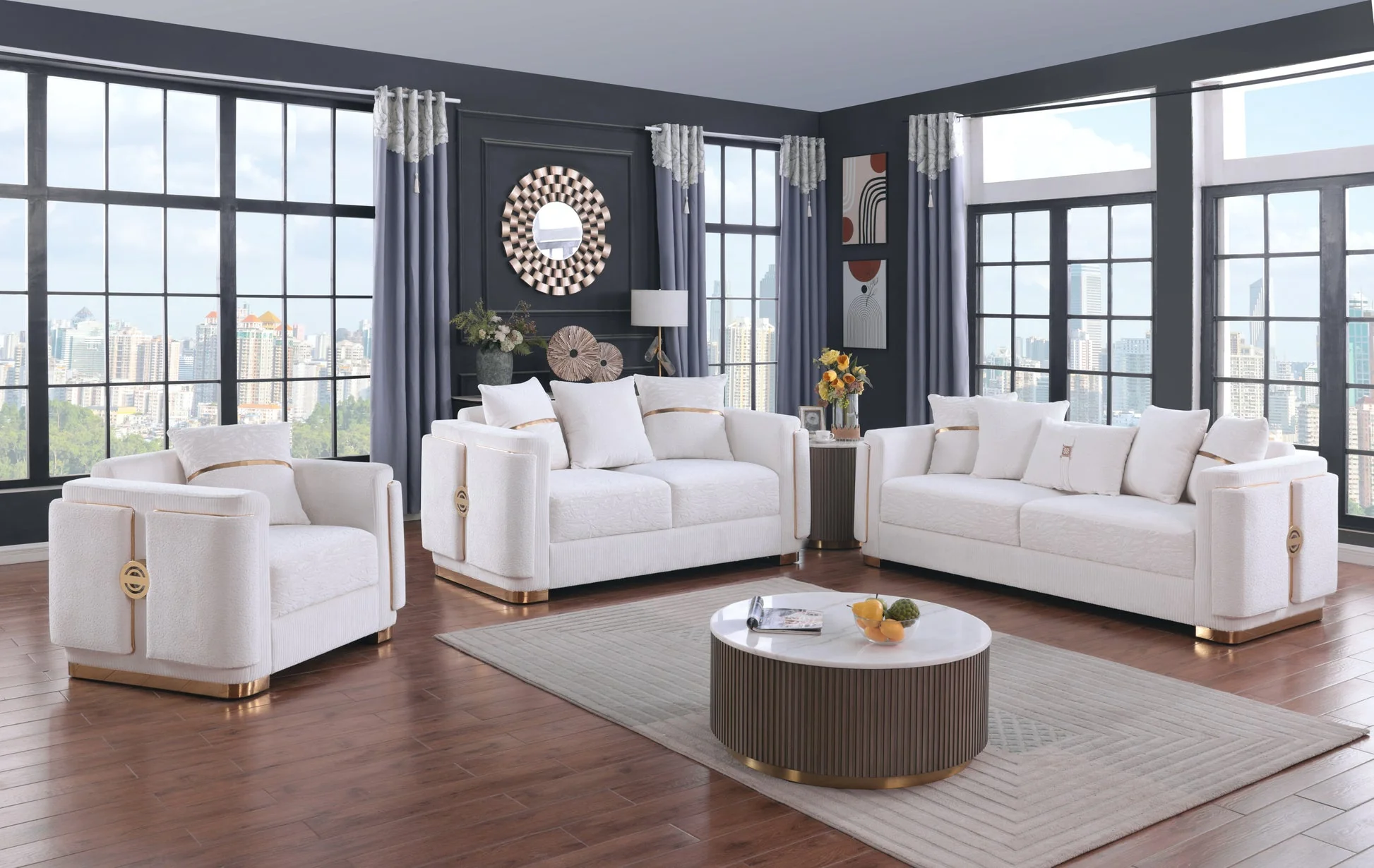 Capri White Living room Set