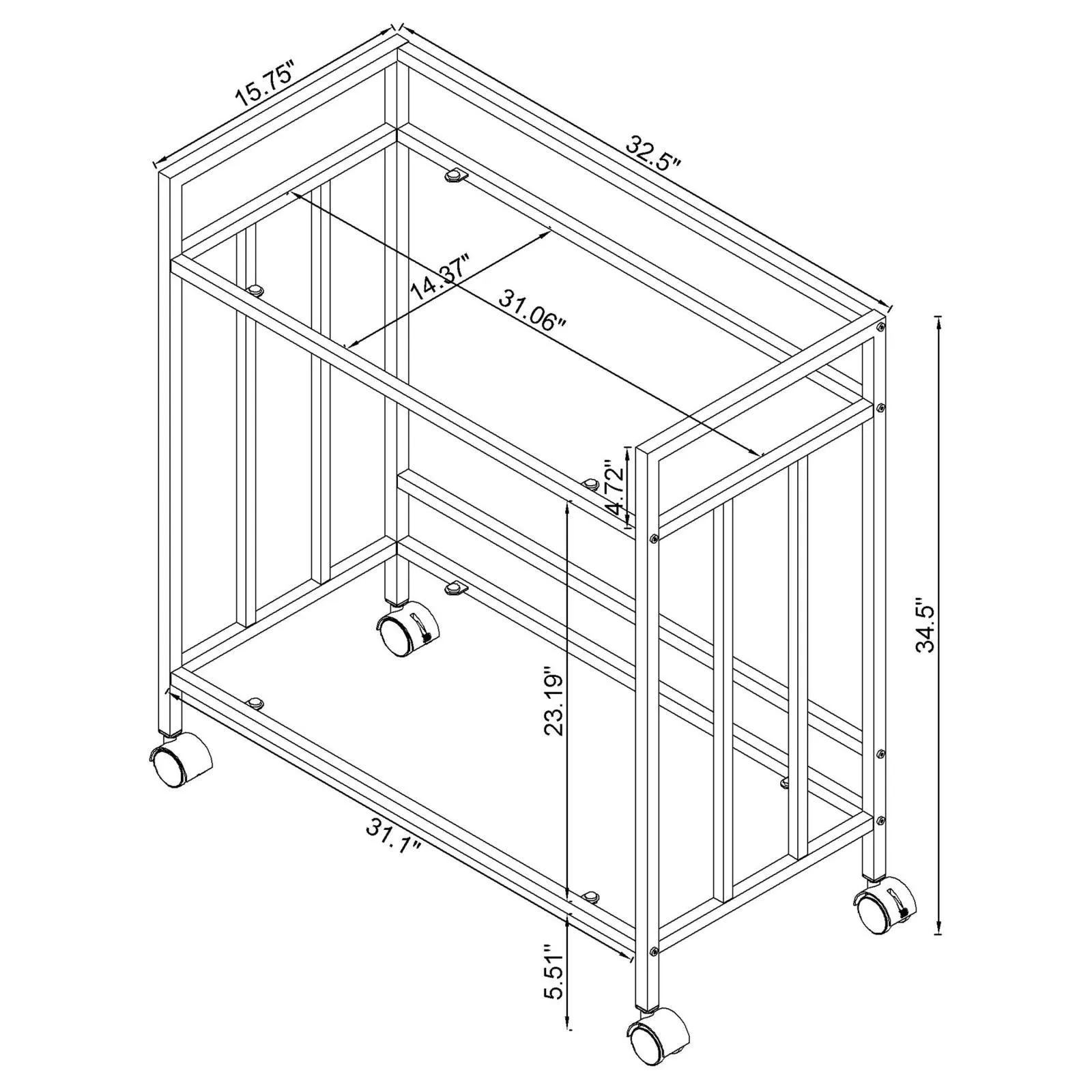 Cara Chrome Rectangular Glass Bar Cart - Image 9