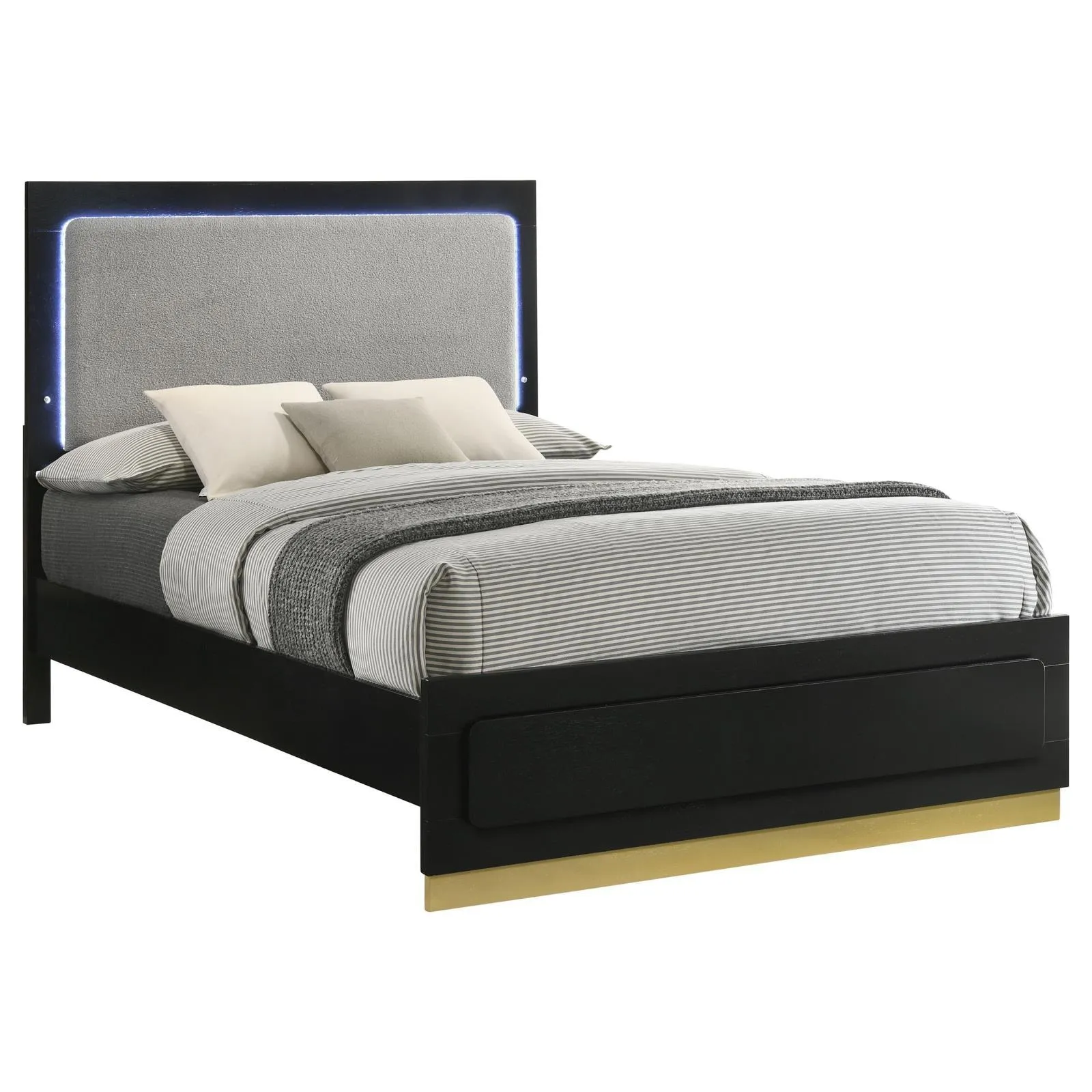 Caraway Black and Grey Queen Bed with LED Headboard - Image 7