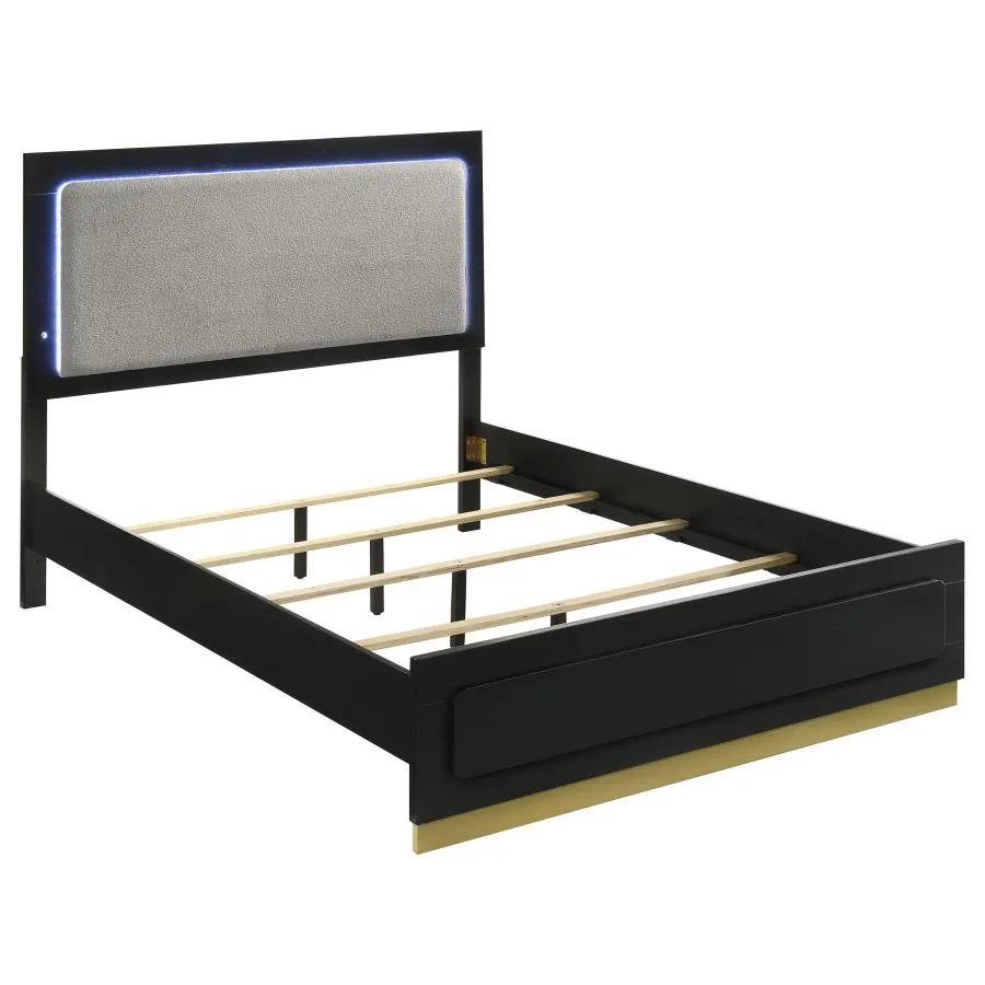 Caraway Black/Grey 4-Piece Queen Bedroom Set with LED Headboard - Image 3