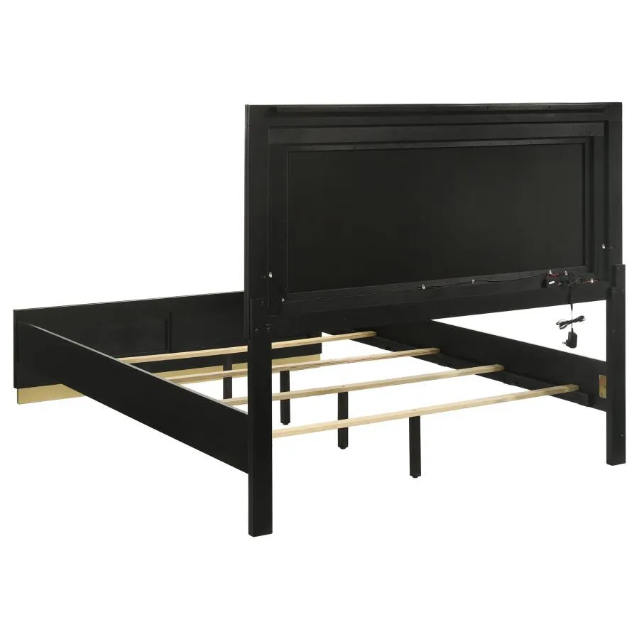 Caraway Black/Grey 5-Piece Queen Bedroom Set with LED Headboard - Image 4