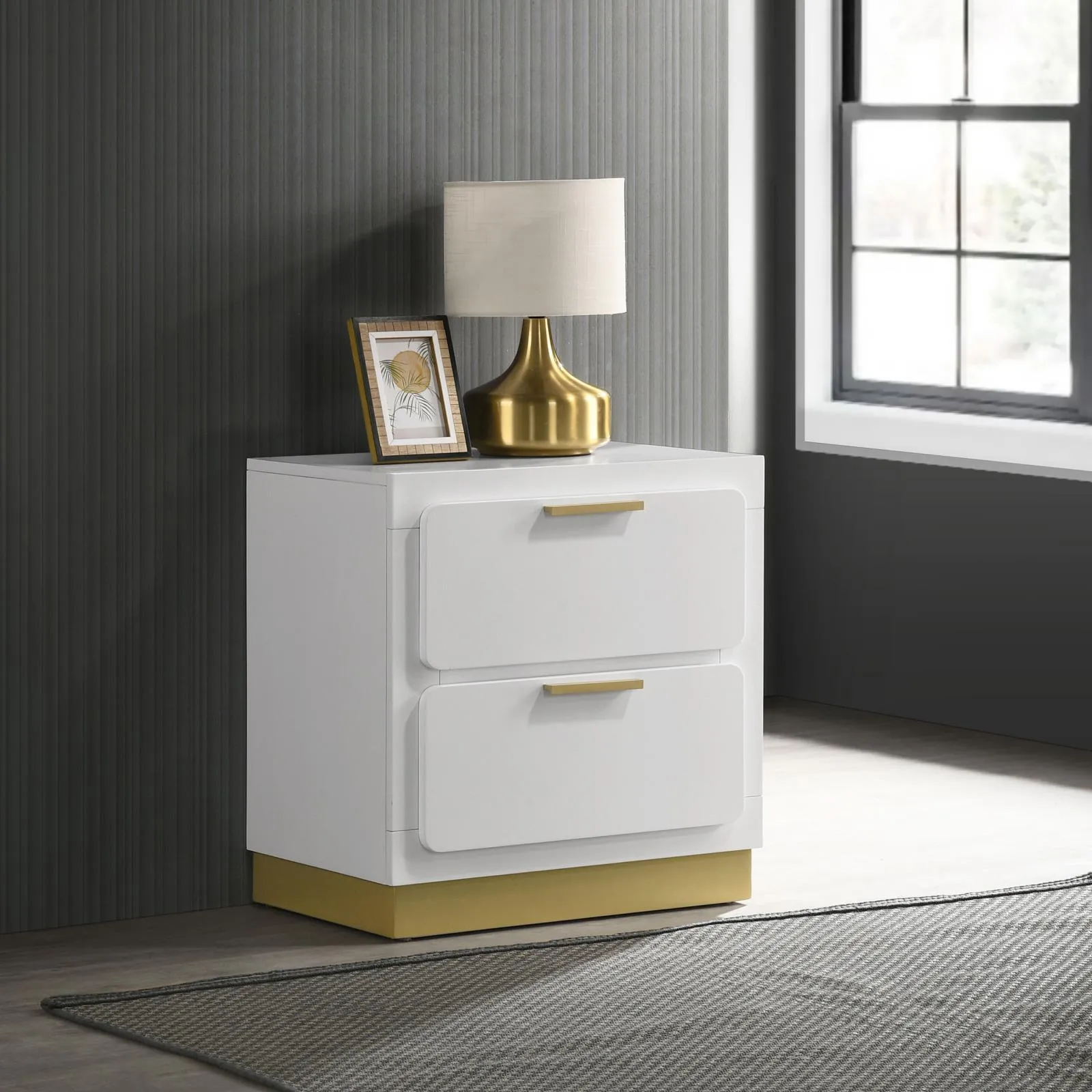 Caraway White 2-drawer Nightstand Bedside Table