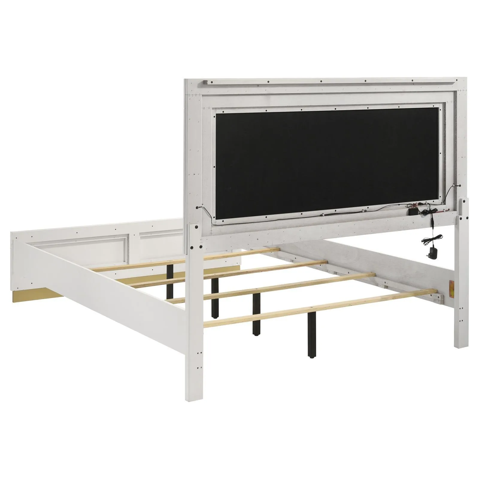 Caraway White and Grey Queen Bed with LED Headboard - Image 3