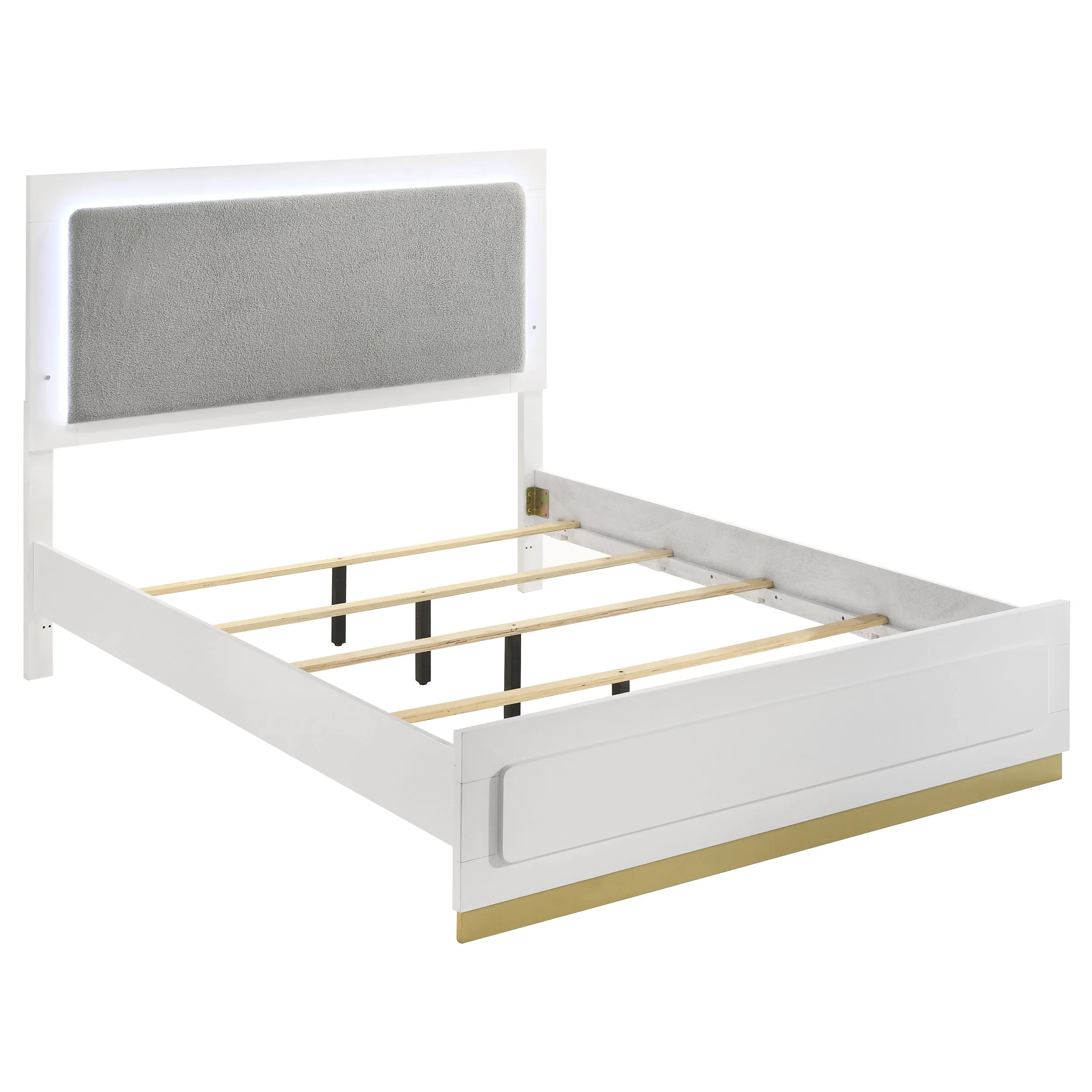 Caraway White/Grey 5-Piece Eastern King Bedroom Set with LED Headboard - Image 3