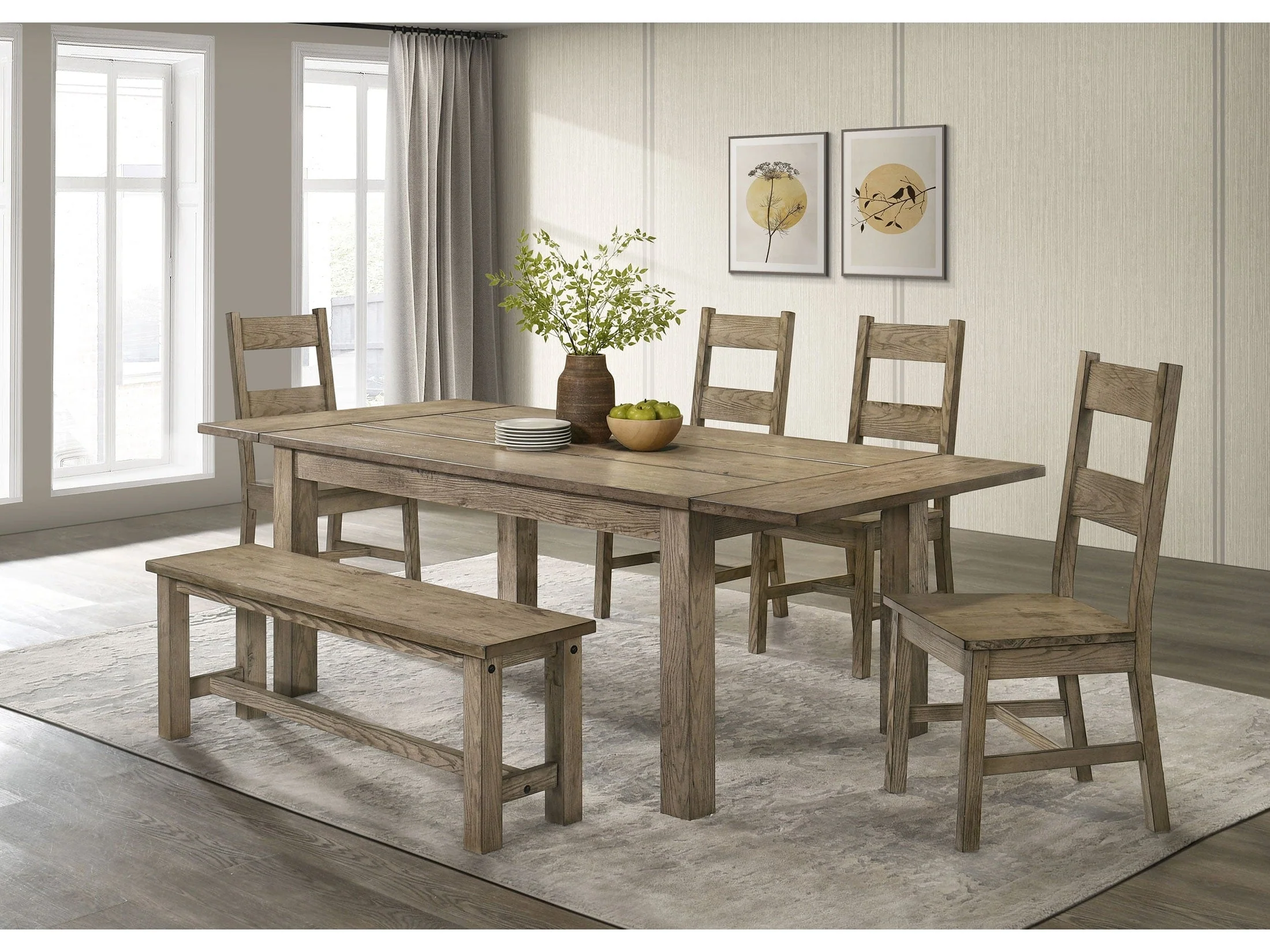 Cardova Vineyard Oak 6-piece Extension Table Dining Set
