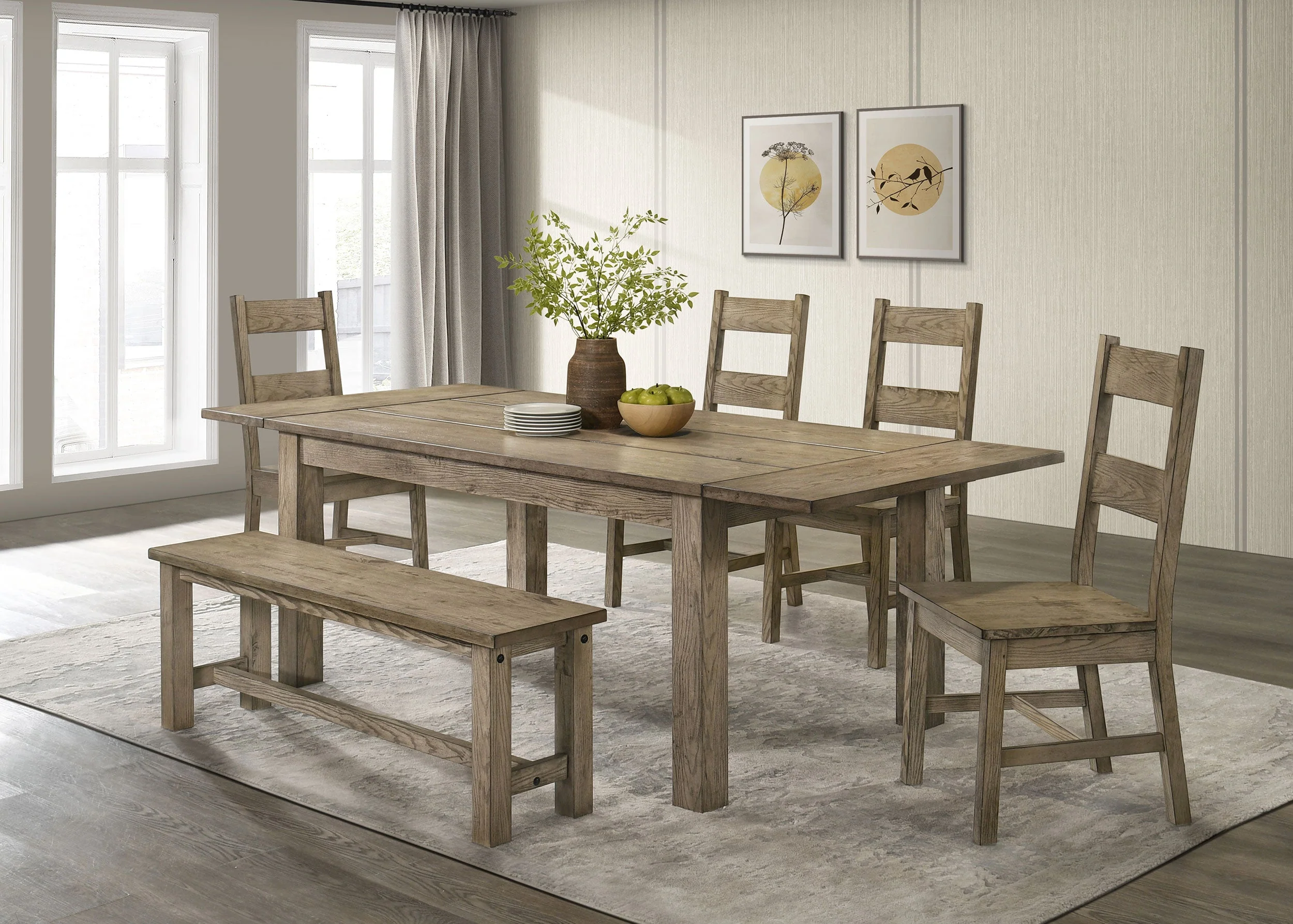 Cardova Vineyard Oak 87-inch Solid Wood Extension Dining Table - Image 16