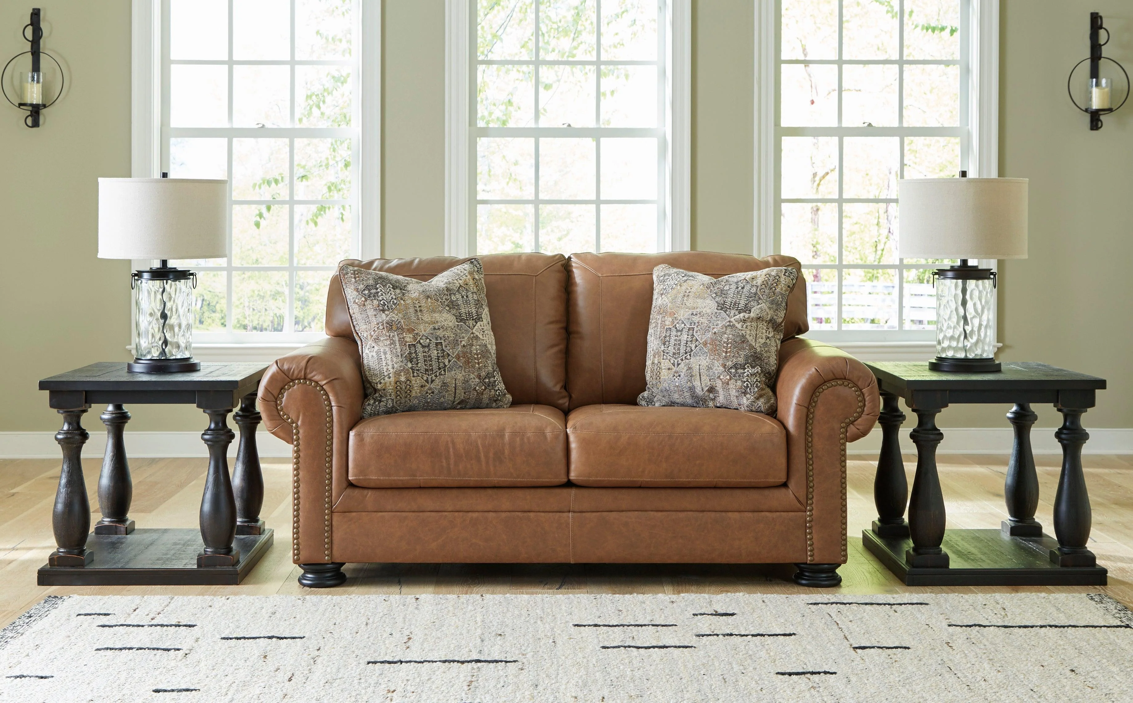 Carianna Caramel Leather Living Room Set - Image 6