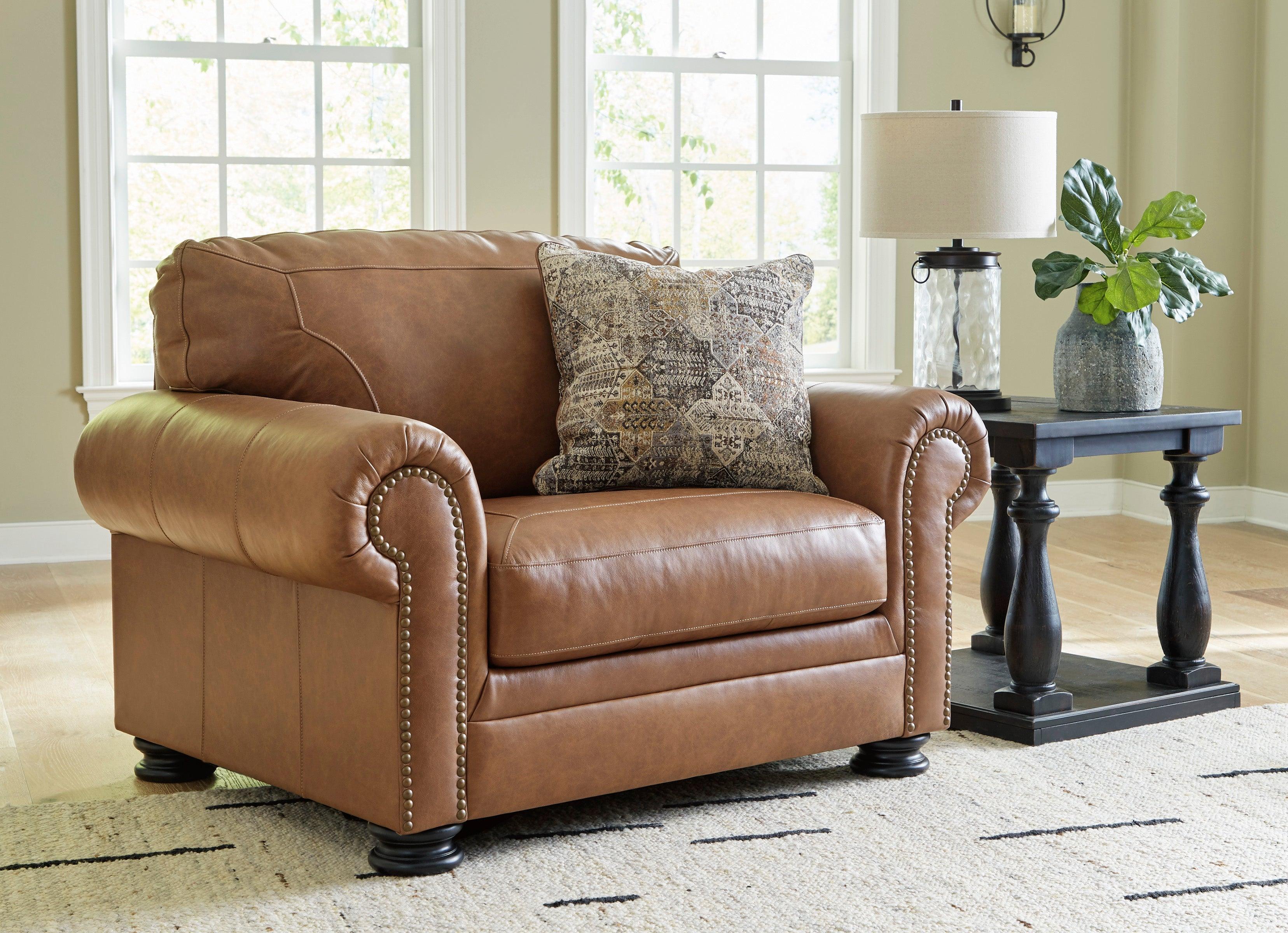 Carianna Caramel Leather Living Room Set - Image 7