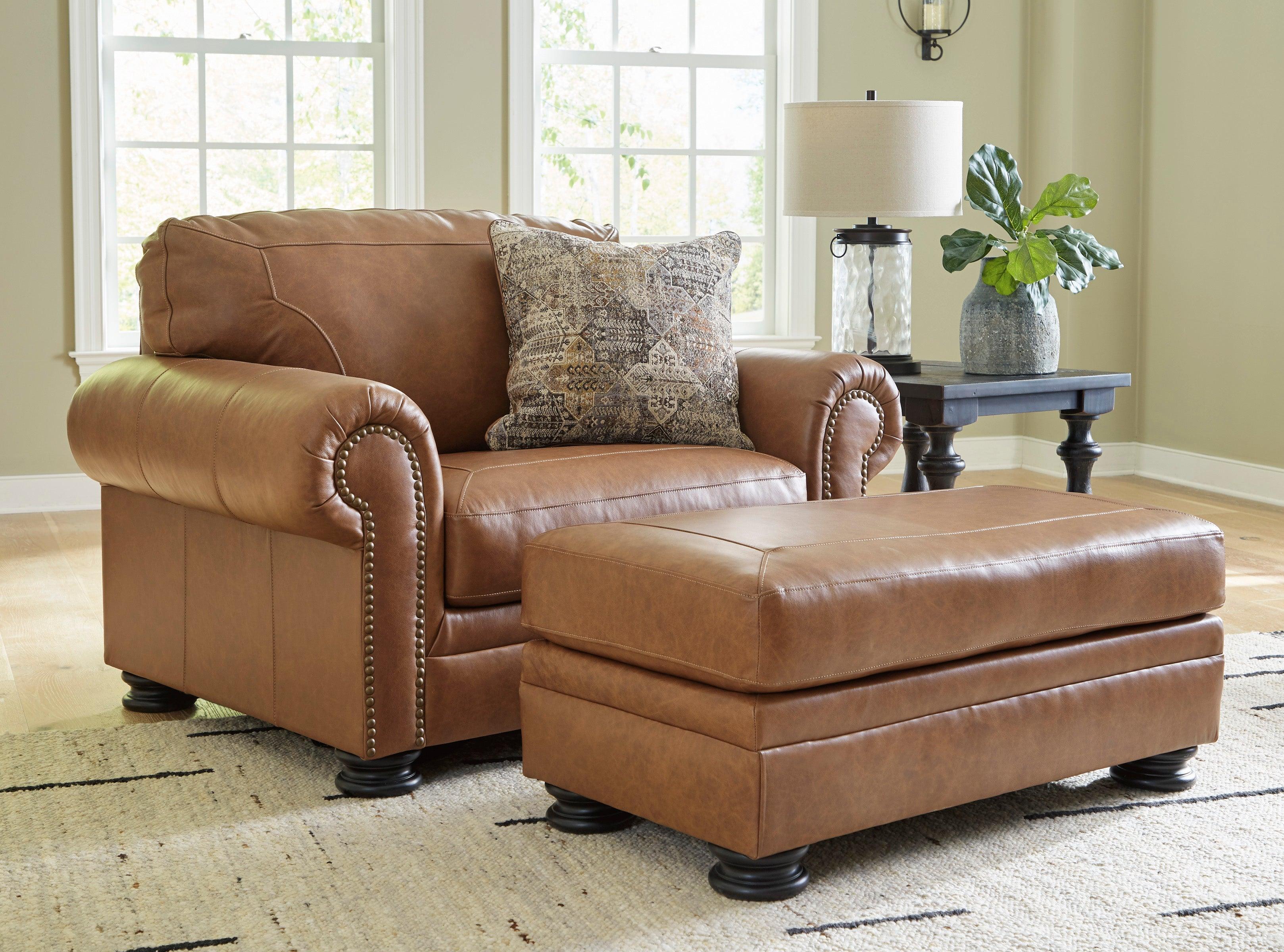 Carianna Caramel Leather Living Room Set - Image 8