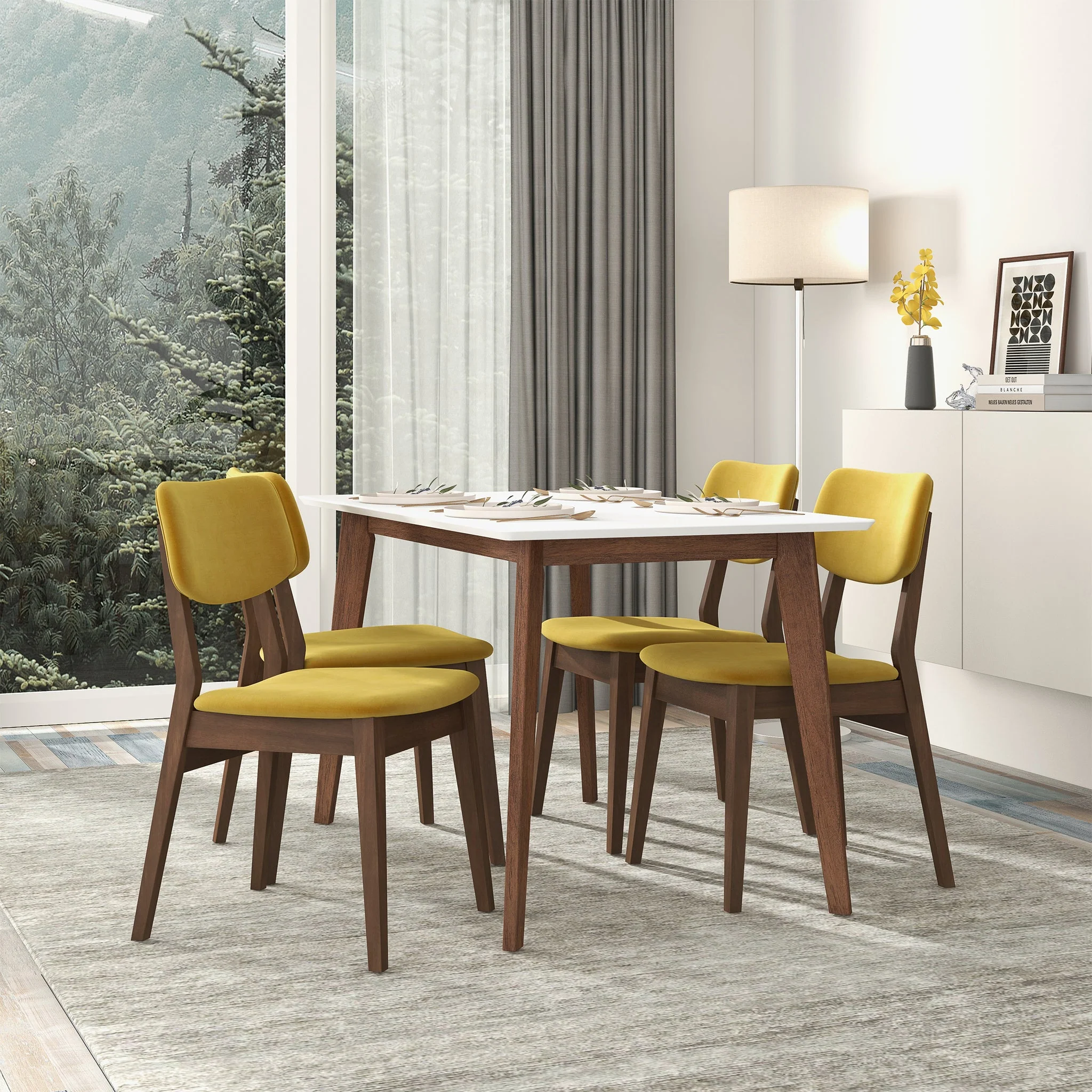Carlos Dark Yellow Velvet Solid Back Side Chair (Set Of 2) - Image 2