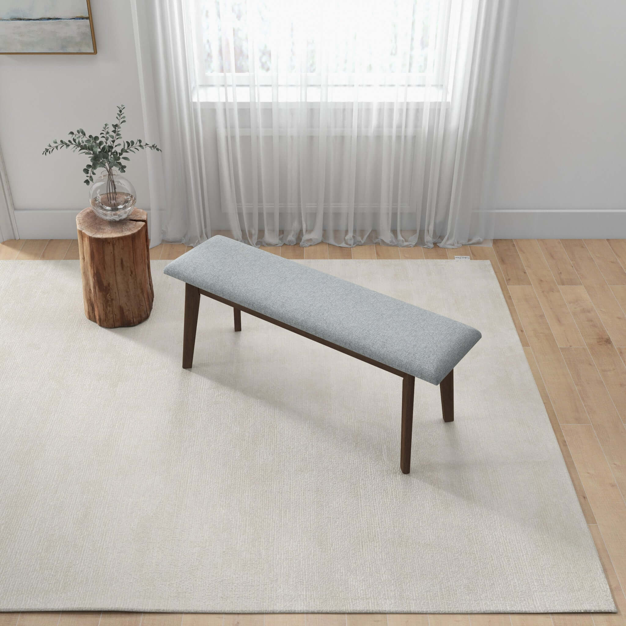 Carlos Fabric Upholstered Solid Wood Bench 47" - Image 3