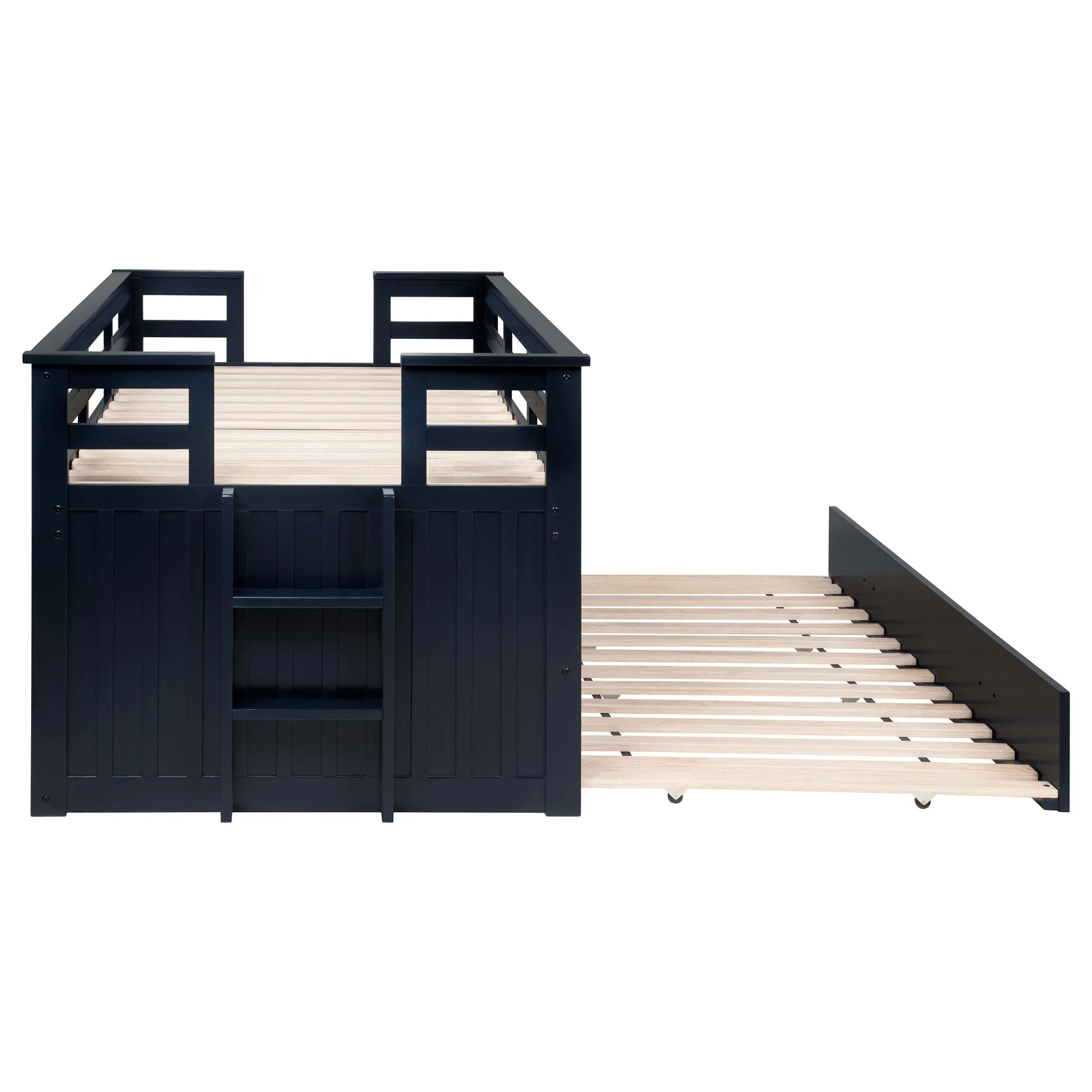 Carlsbad Navy Blue Wood Twin Captains Bed With Trundle - Image 13