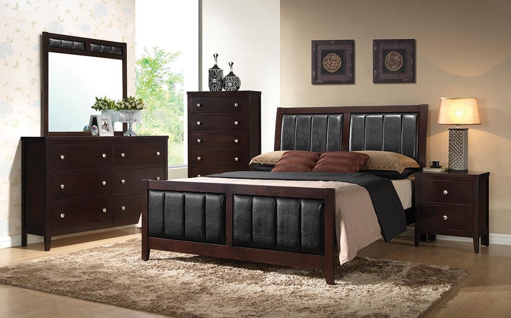 Carlton California King Upholstered Bed Cappuccino/Black - Image 2