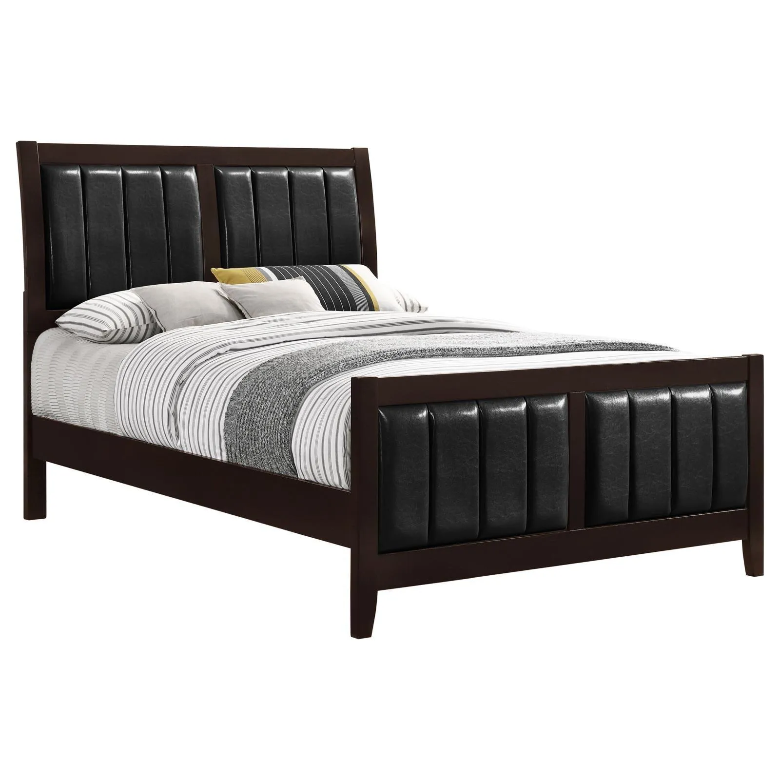 Carlton Cappuccino/Black Full Upholstered Panel Bed - Image 2