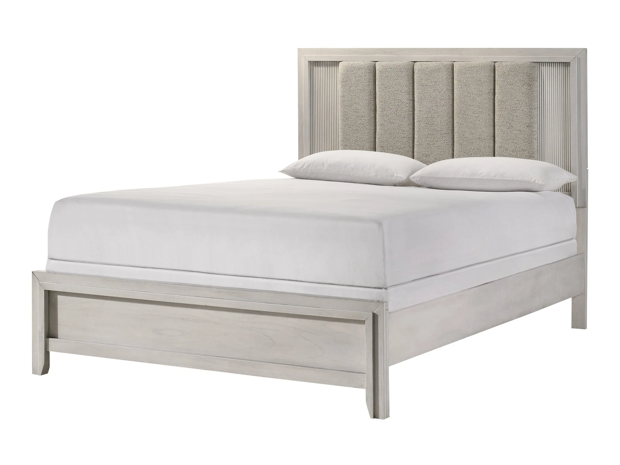 Carlton White Queen Upholstered Panel Bed