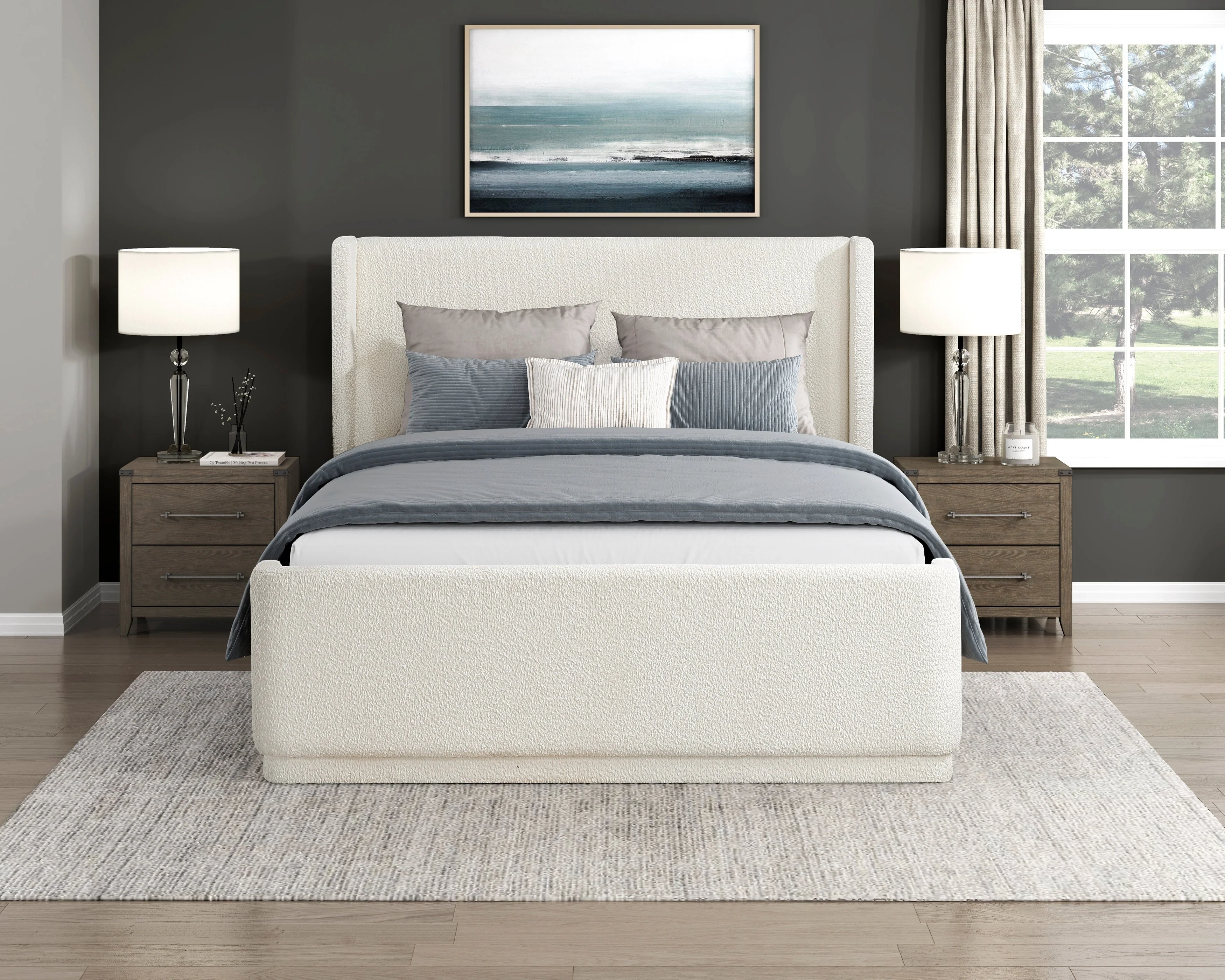 Carmel Beige Eastern King Upholstered Platform Bed - Image 10