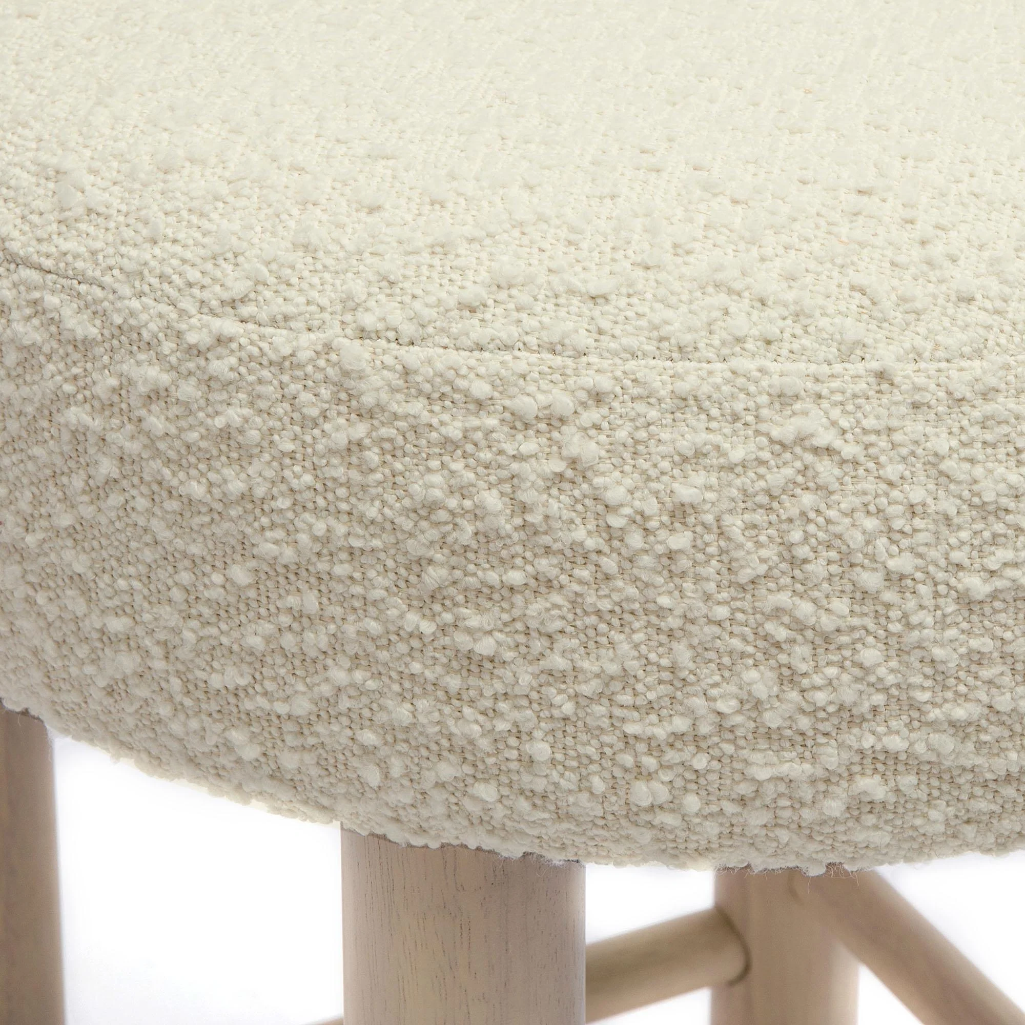 Carmel Cream Boucle and Solid Wood Counter Stool - Image 6