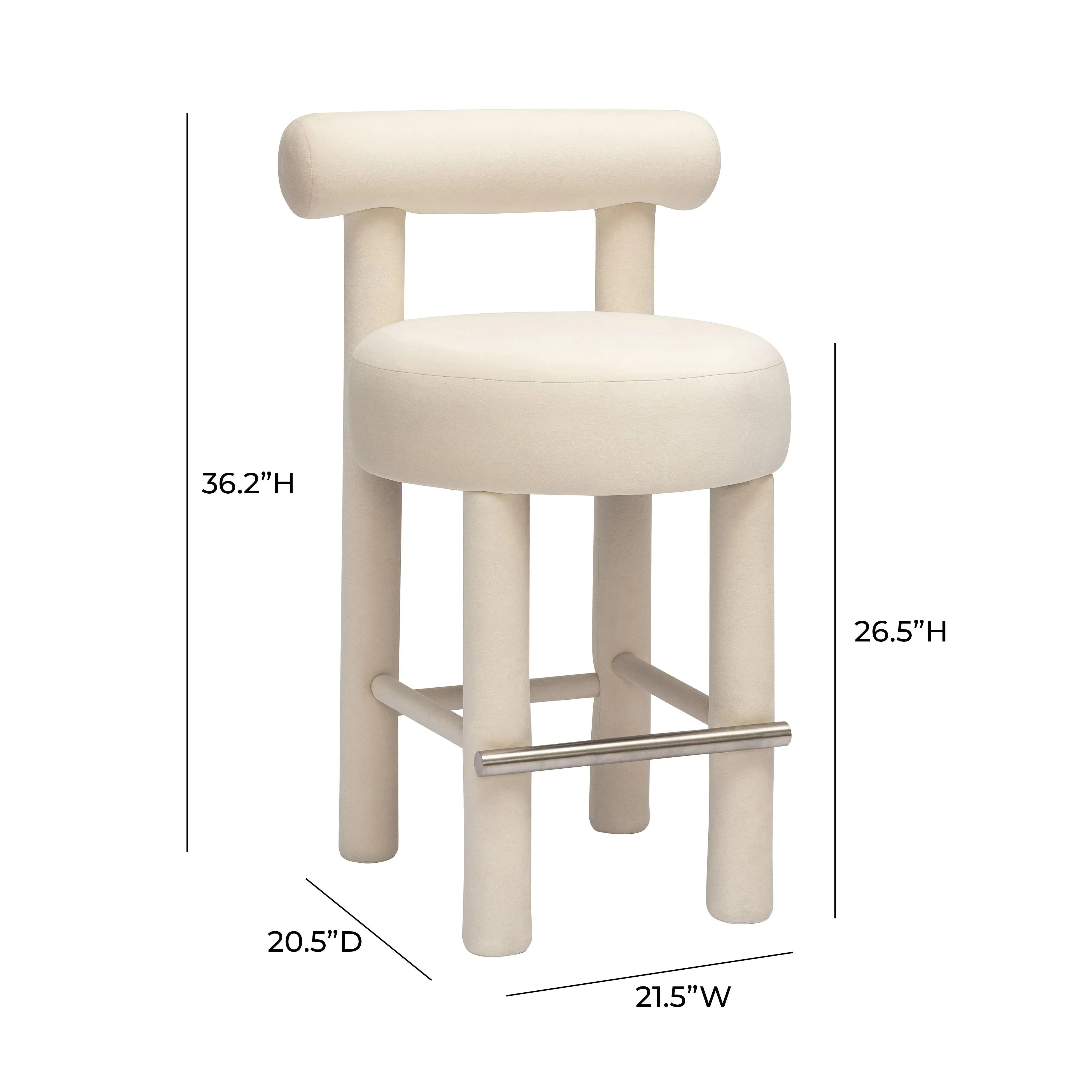 Carmel Cream Velvet Counter Stool - Image 6