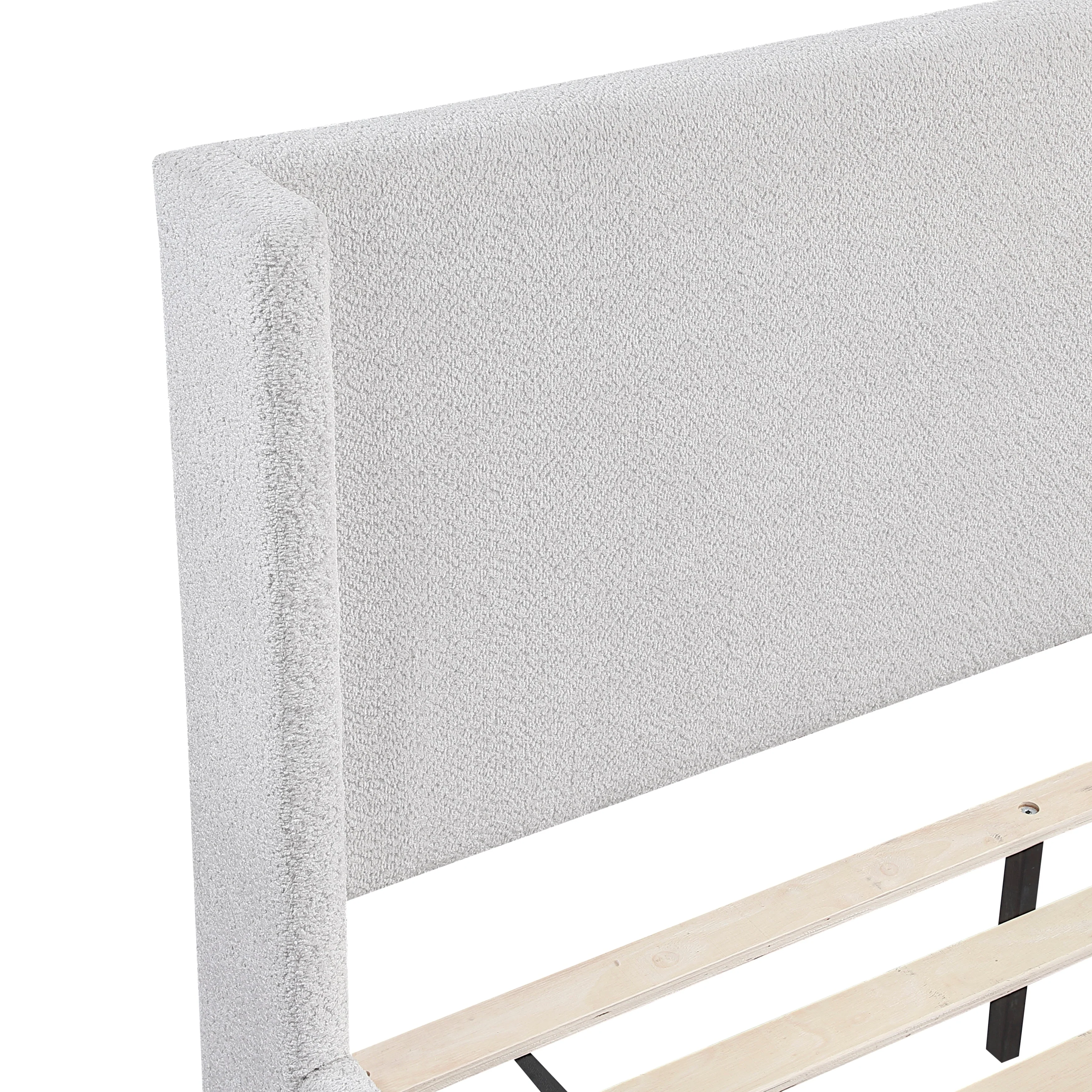 Carmel Light Gray Full Upholstered Platform Bed - Image 7