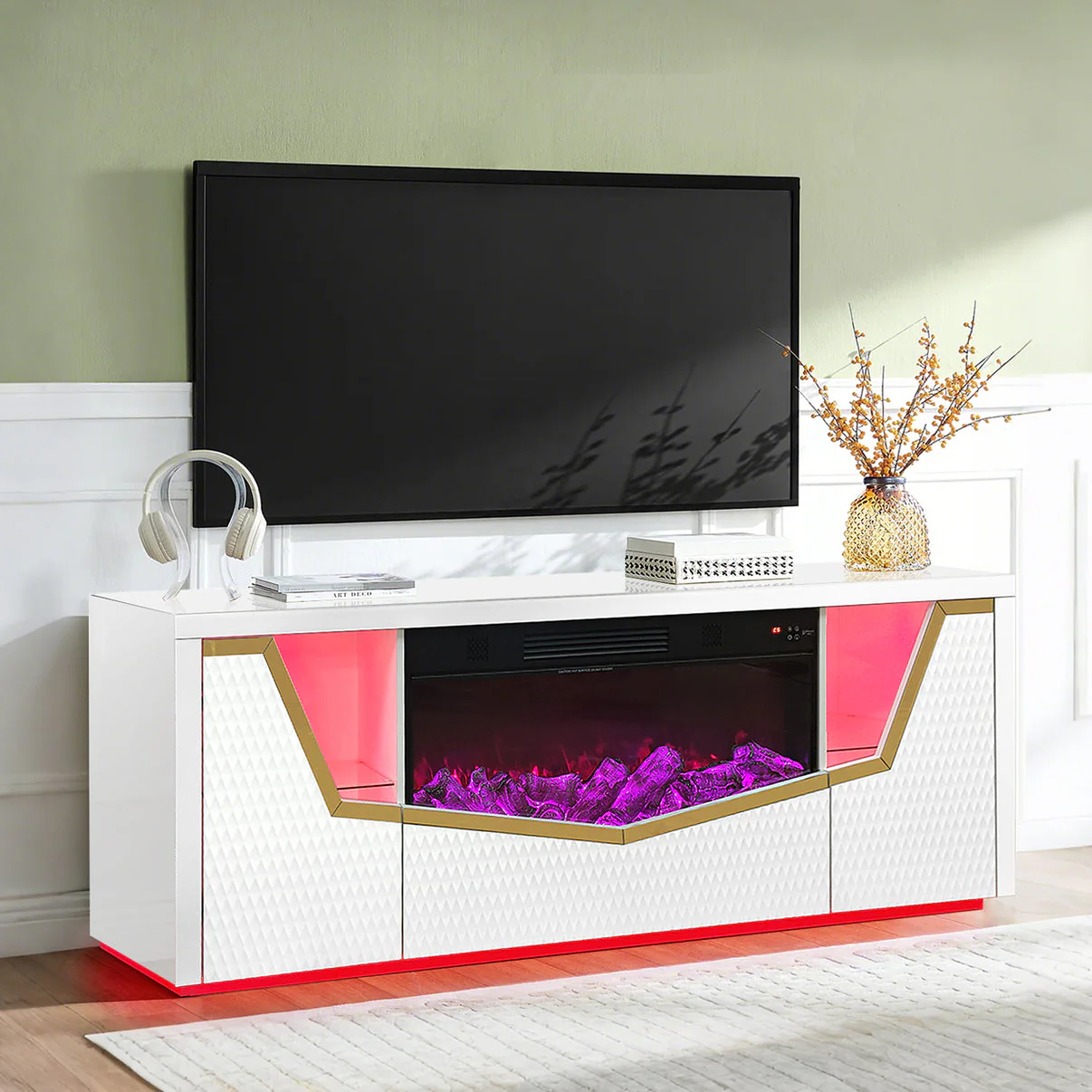 Carmela White Fireplace