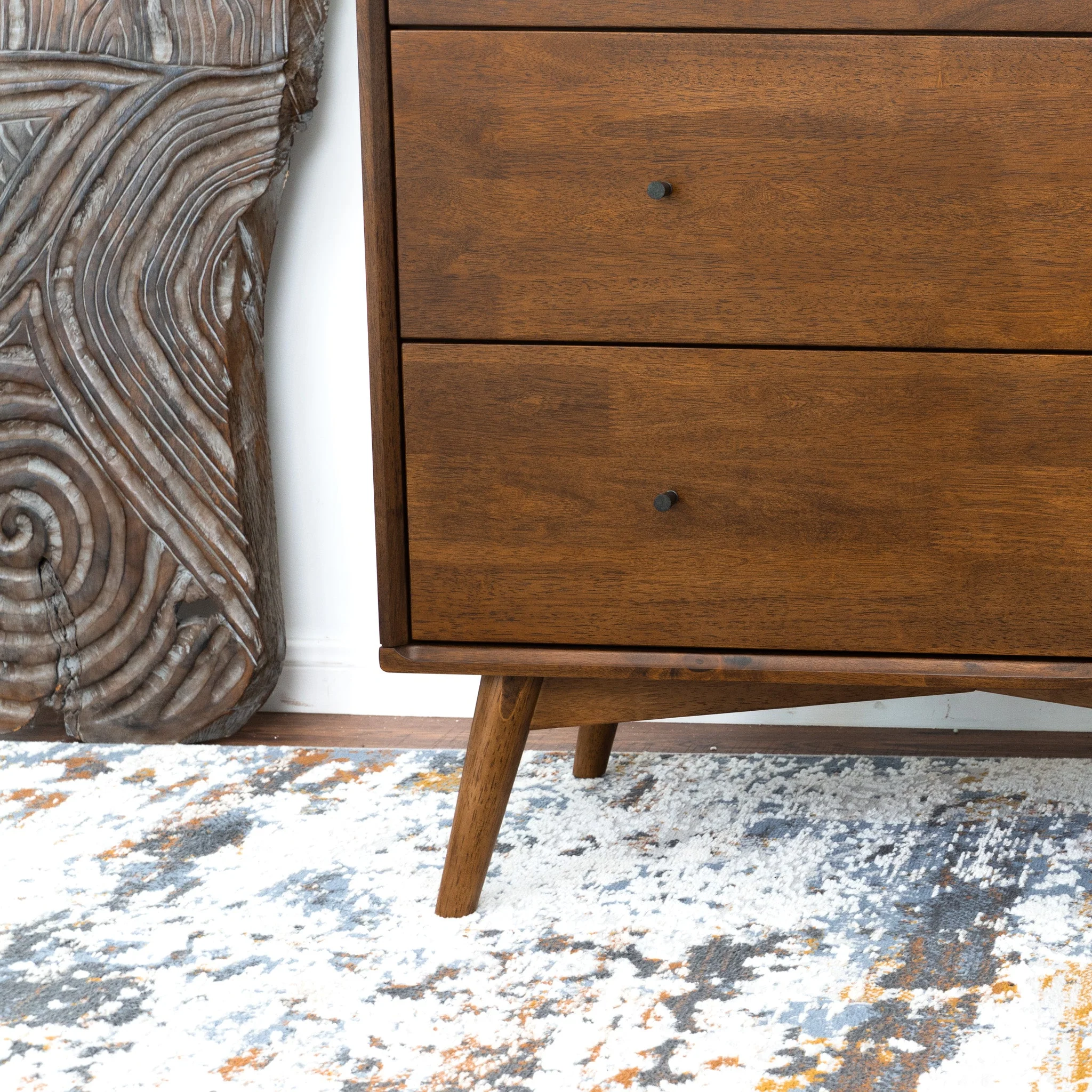 Caroline Mid Century Modern Solid Wood Dresser 3-Drawer - Image 3