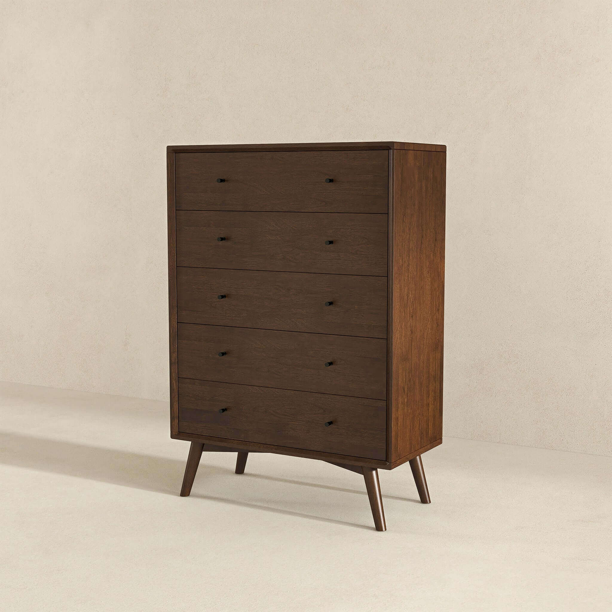 Caroline Mid Century Modern Solid Wood Dresser 5-Drawer - Image 5