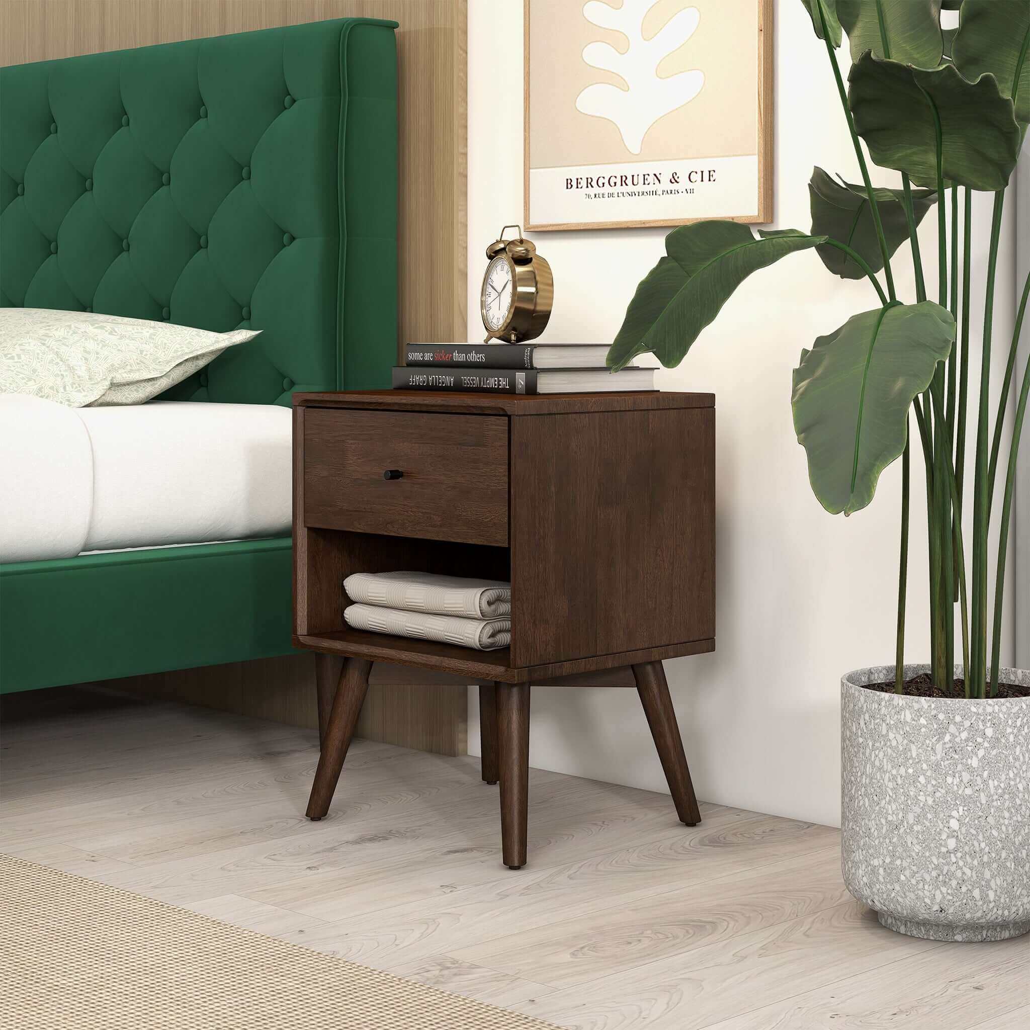 Caroline Mid Century Modern Style Night Stand 1-Drawer - Image 3