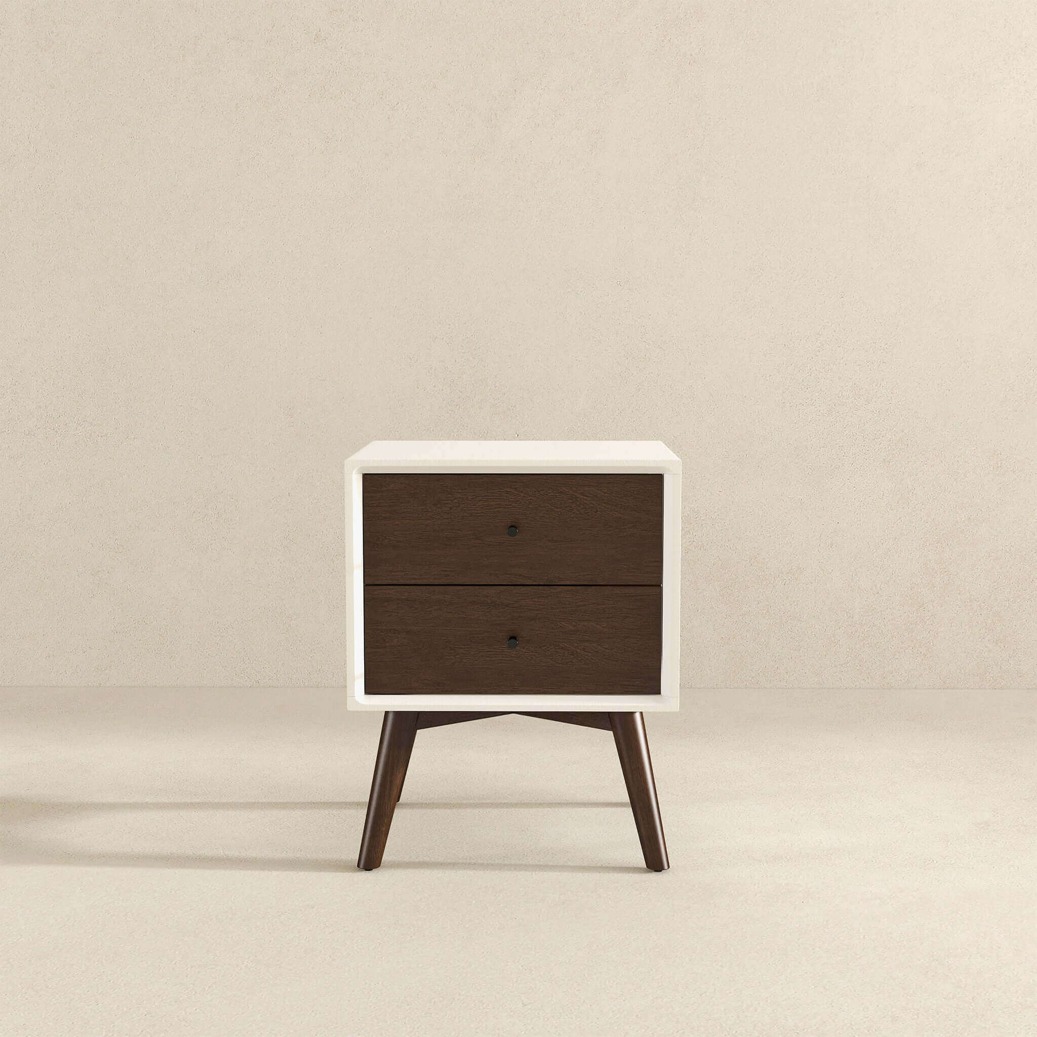 Caroline Mid Century Modern Style White Night Stand 2-Drawer - Image 5