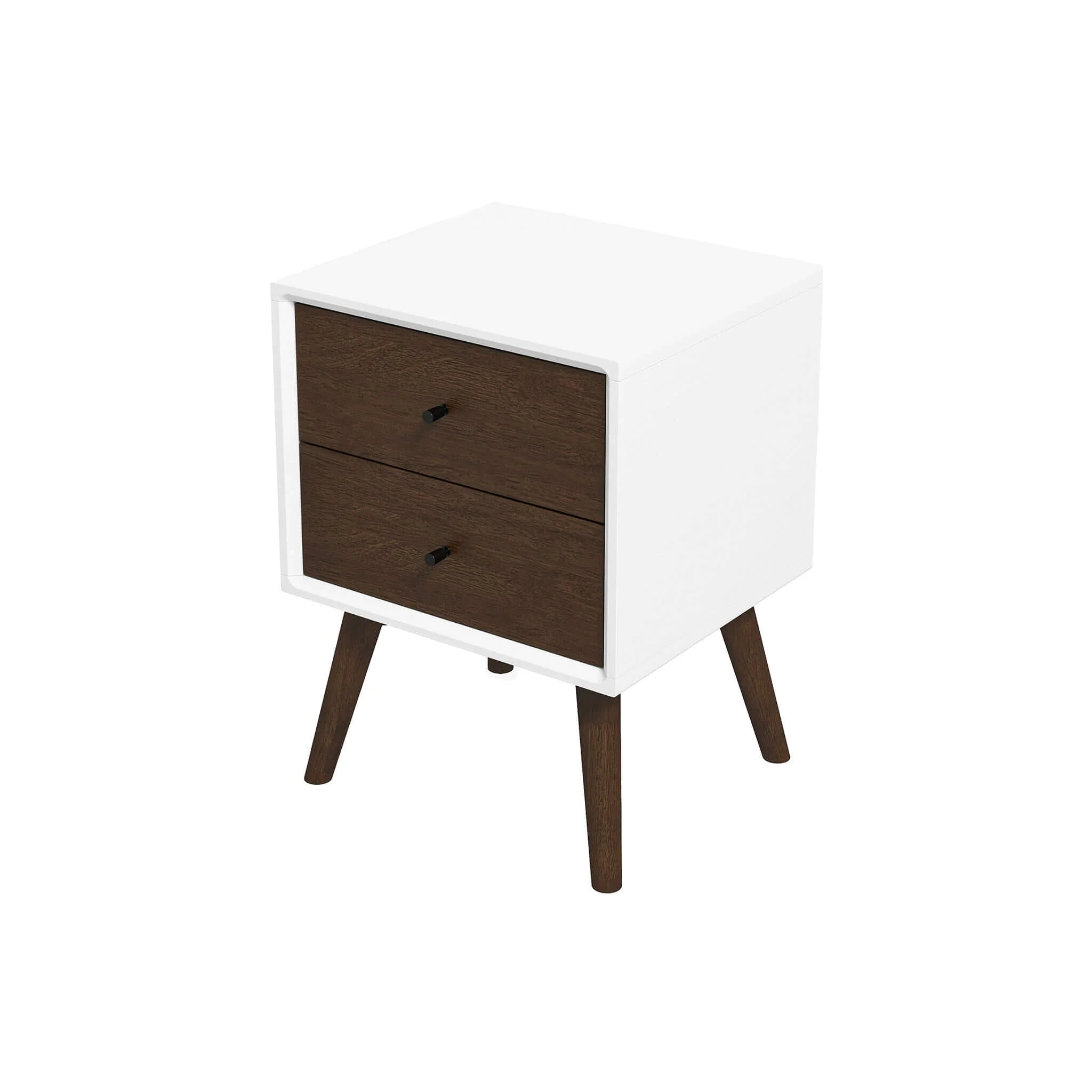 Caroline Mid Century Modern Style White Night Stand 2-Drawer - Image 7