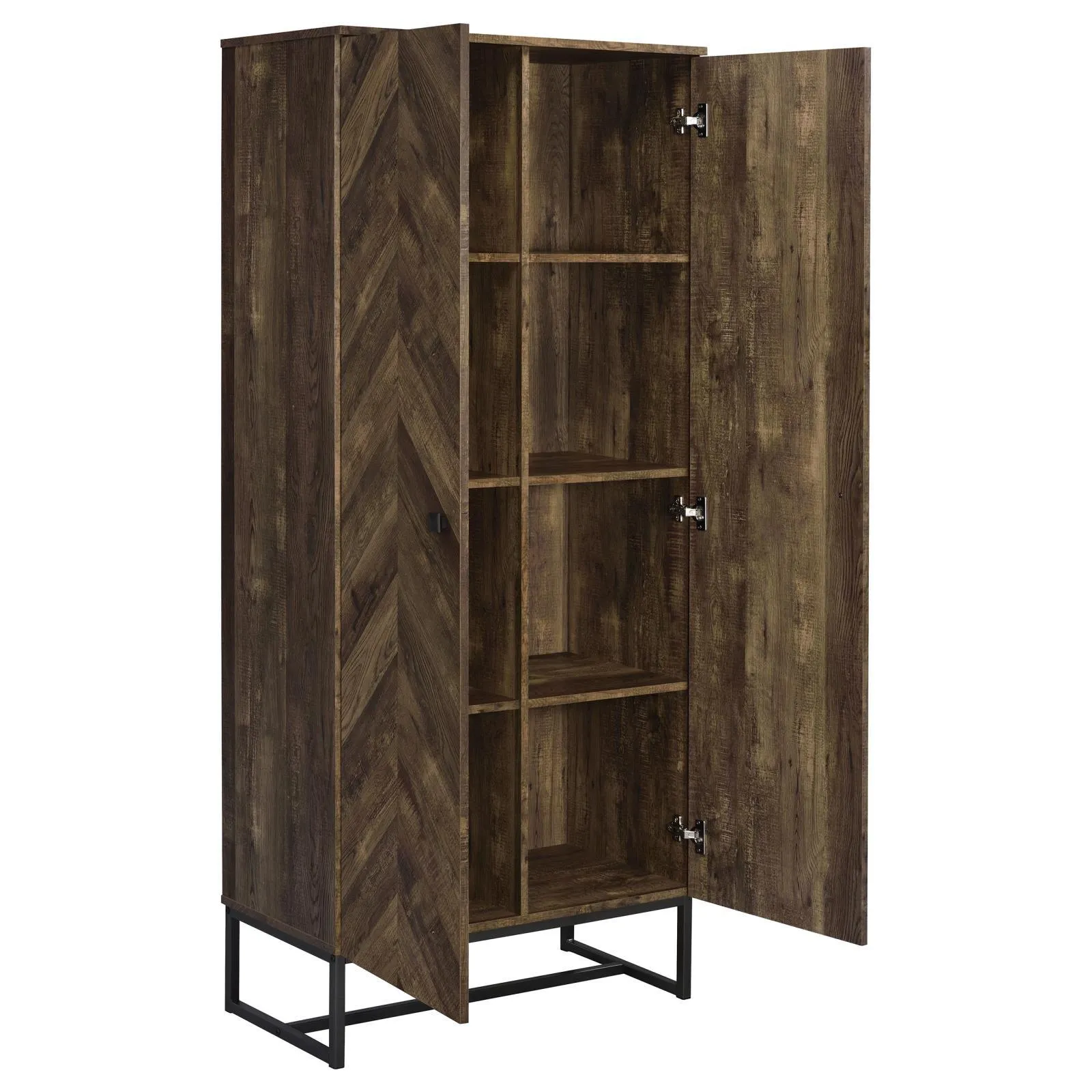 Carolyn Rustic Oak/Gunmetal 2-Door Accent Cabinet - Image 3
