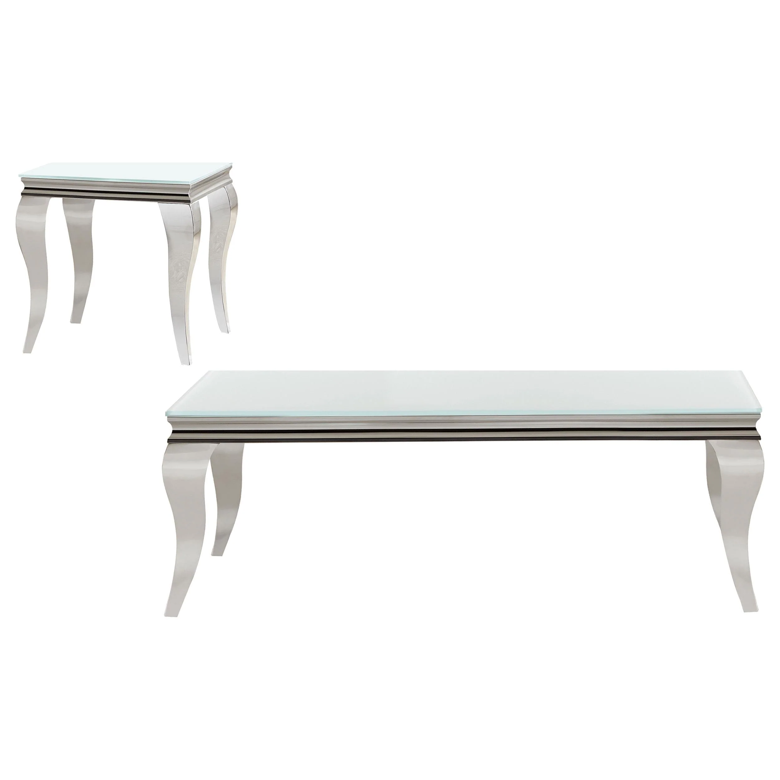Carone White 2-Piece Glass Top Coffee and End Table Set - Image 2