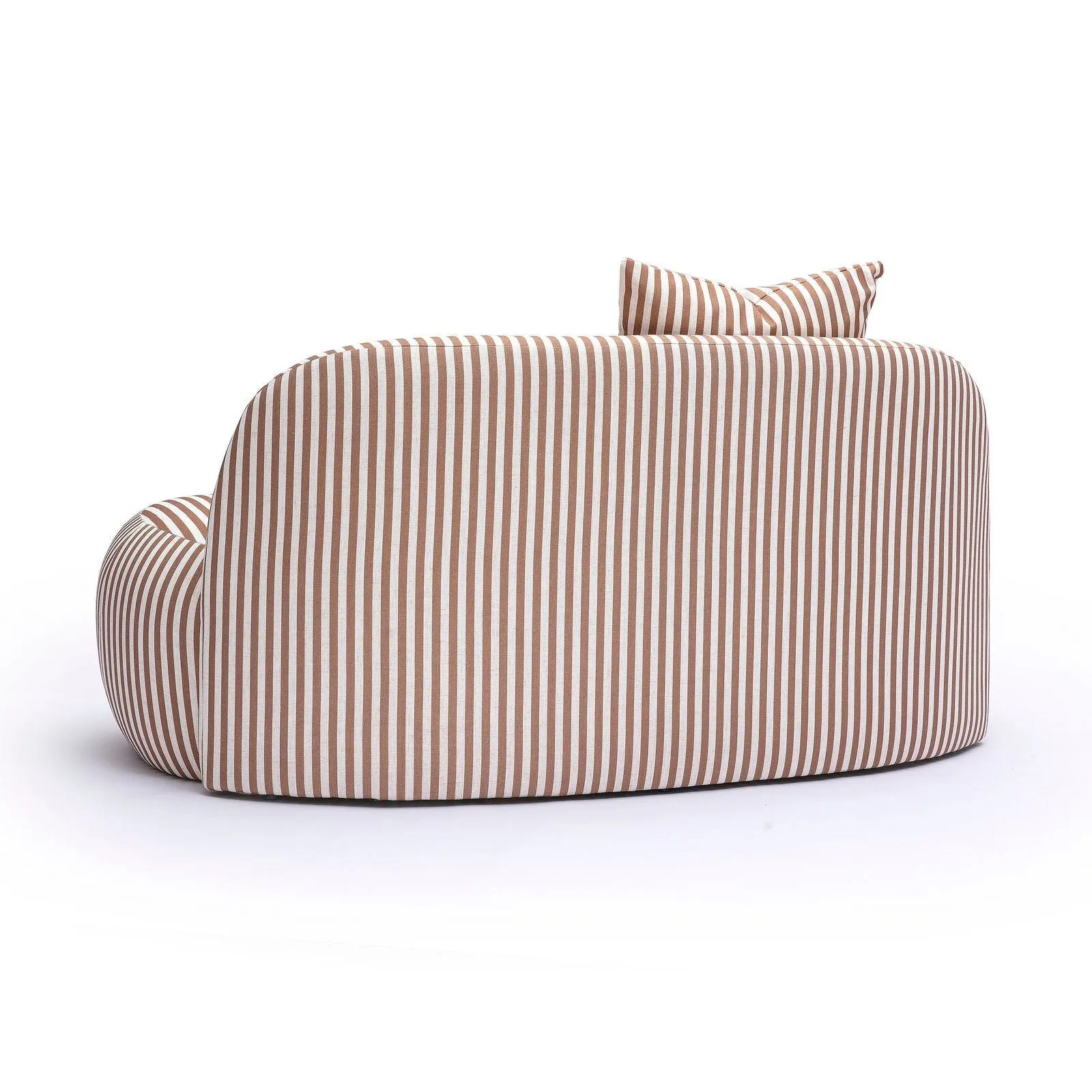 Carraway 59" Brown Striped Performance Linen Loveseat - Image 4