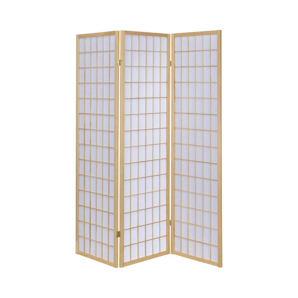 Carrie Natural/White 3-Panel Folding Screen - Image 3