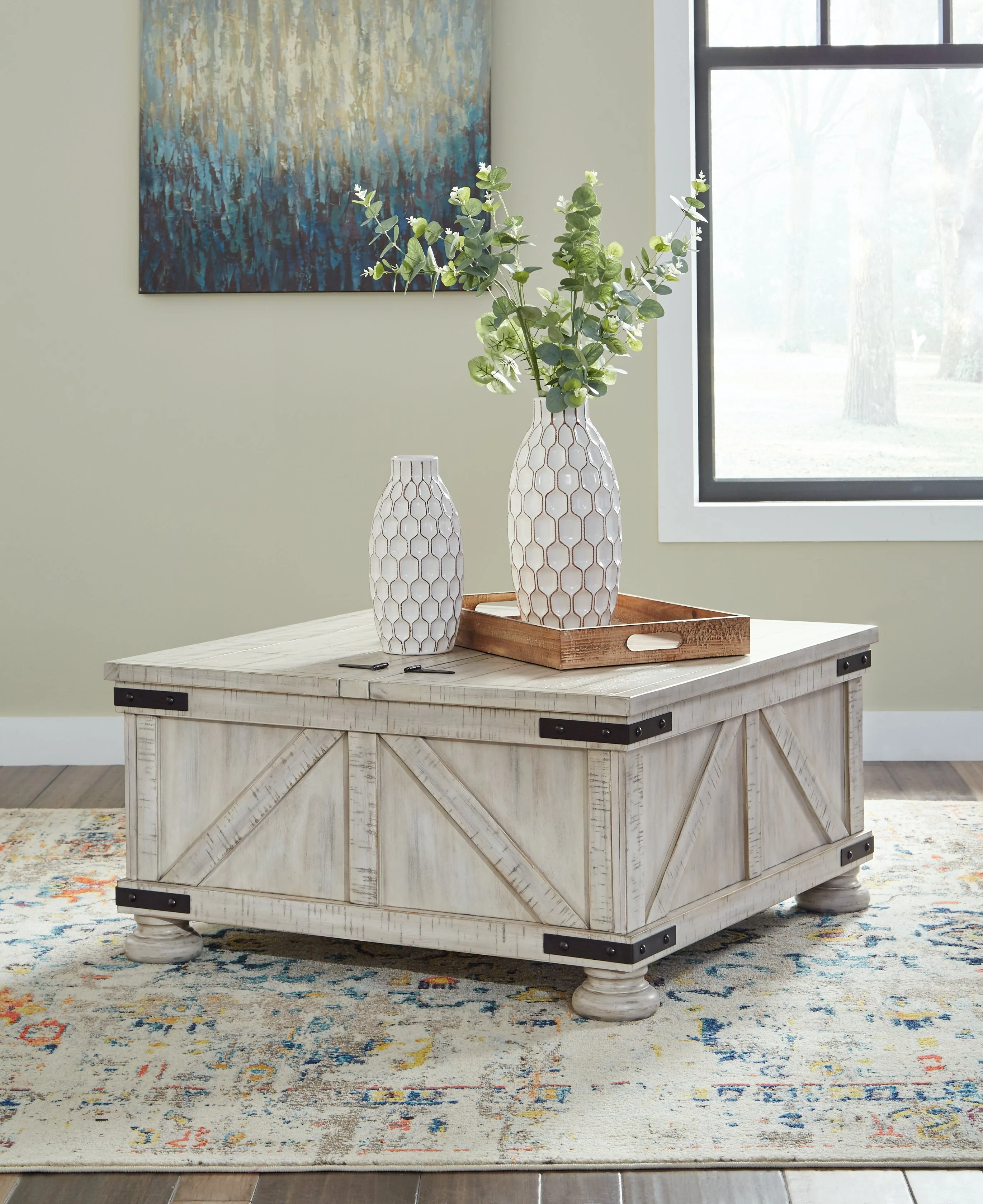 Carynhurst Coffee Table with 1 End Table in Whitewash - Image 3