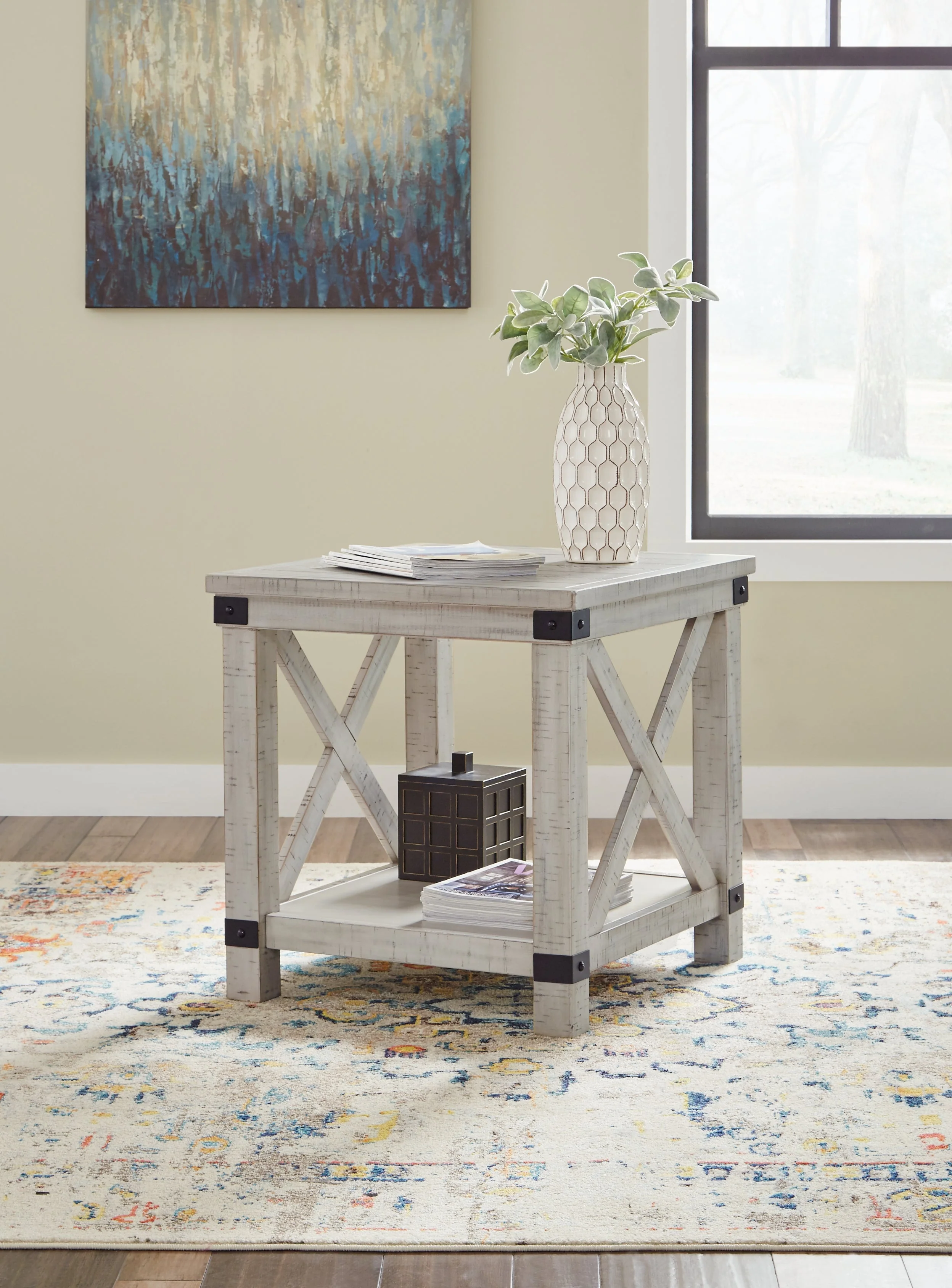Carynhurst Coffee Table with 1 End Table in Whitewash - Image 4
