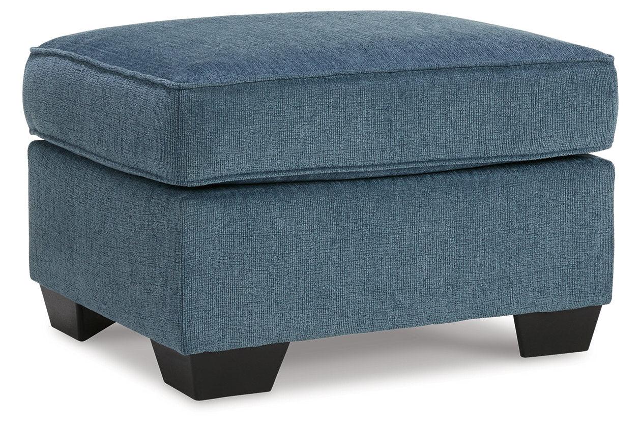 Cashton Blue Chair and Ottoman - Image 3