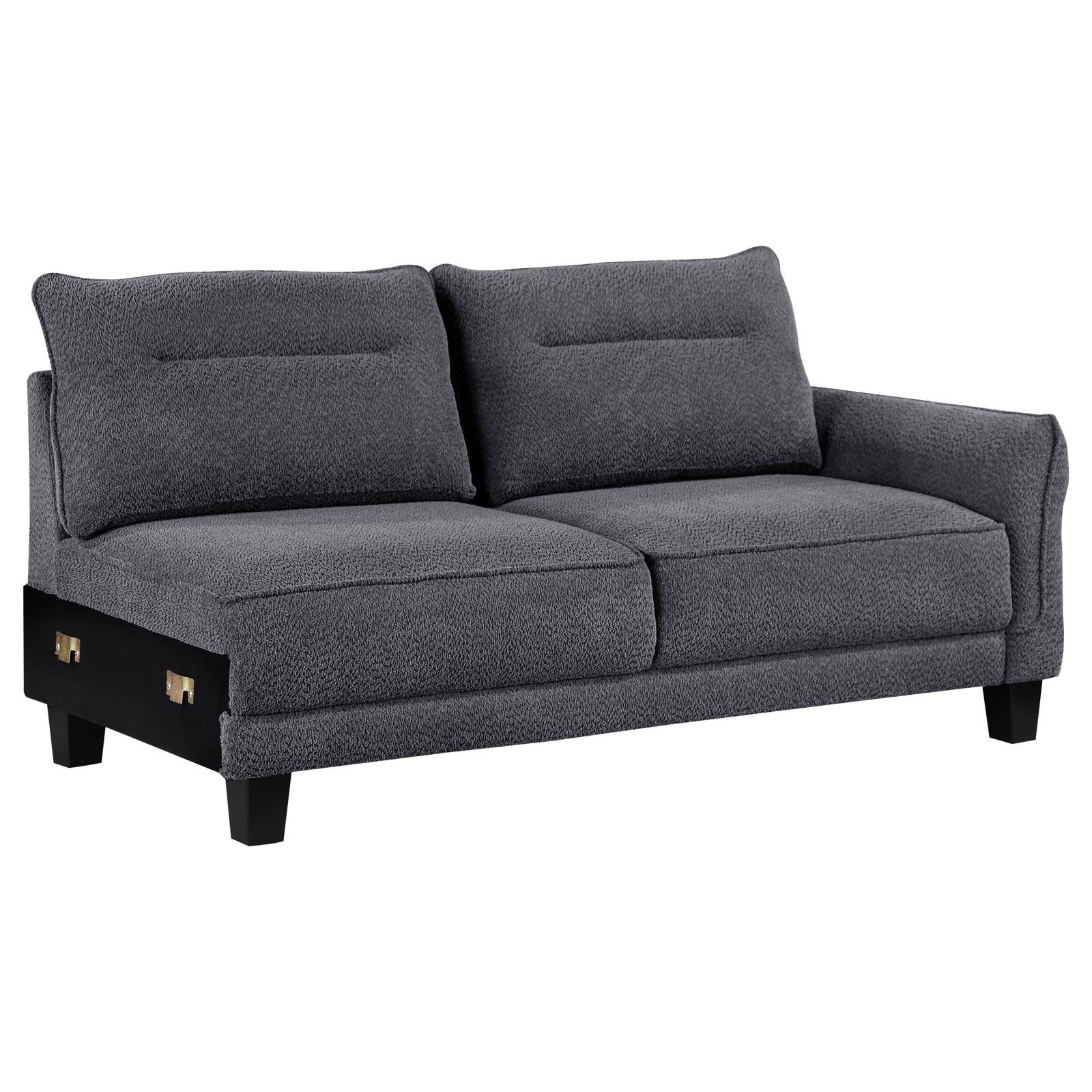 Caspian Grey Upholstered Curved Arms Sectional Sofa - Image 3