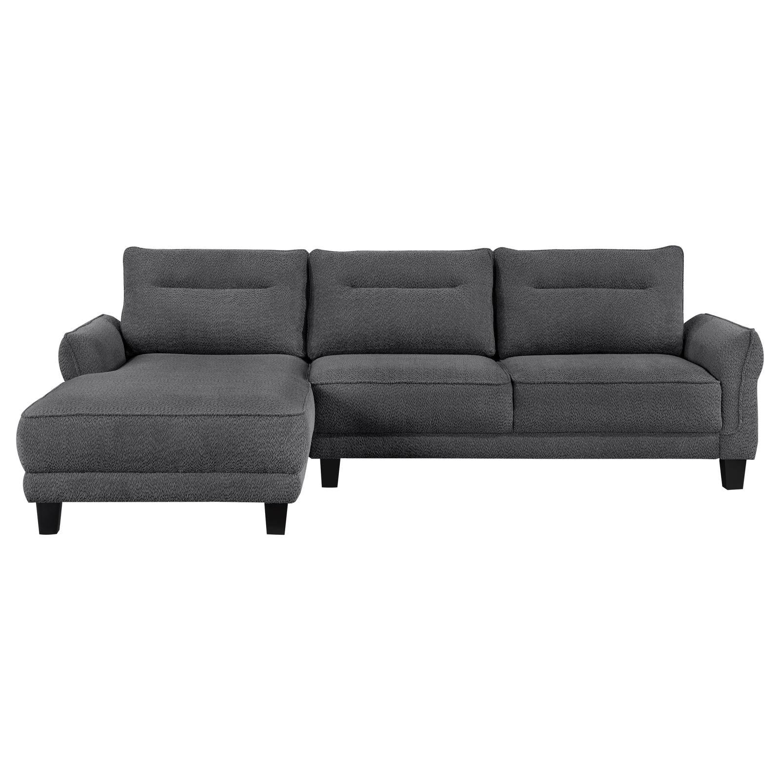 Caspian Grey Upholstered Curved Arms Sectional Sofa - Image 4