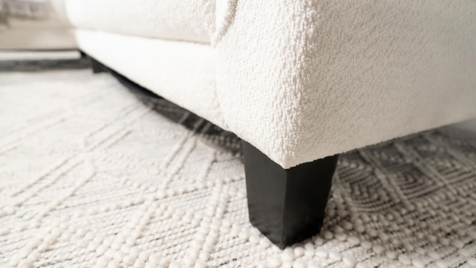 Caspian White and Black Upholstered Curved Arms Sectional Sofa - Image 14