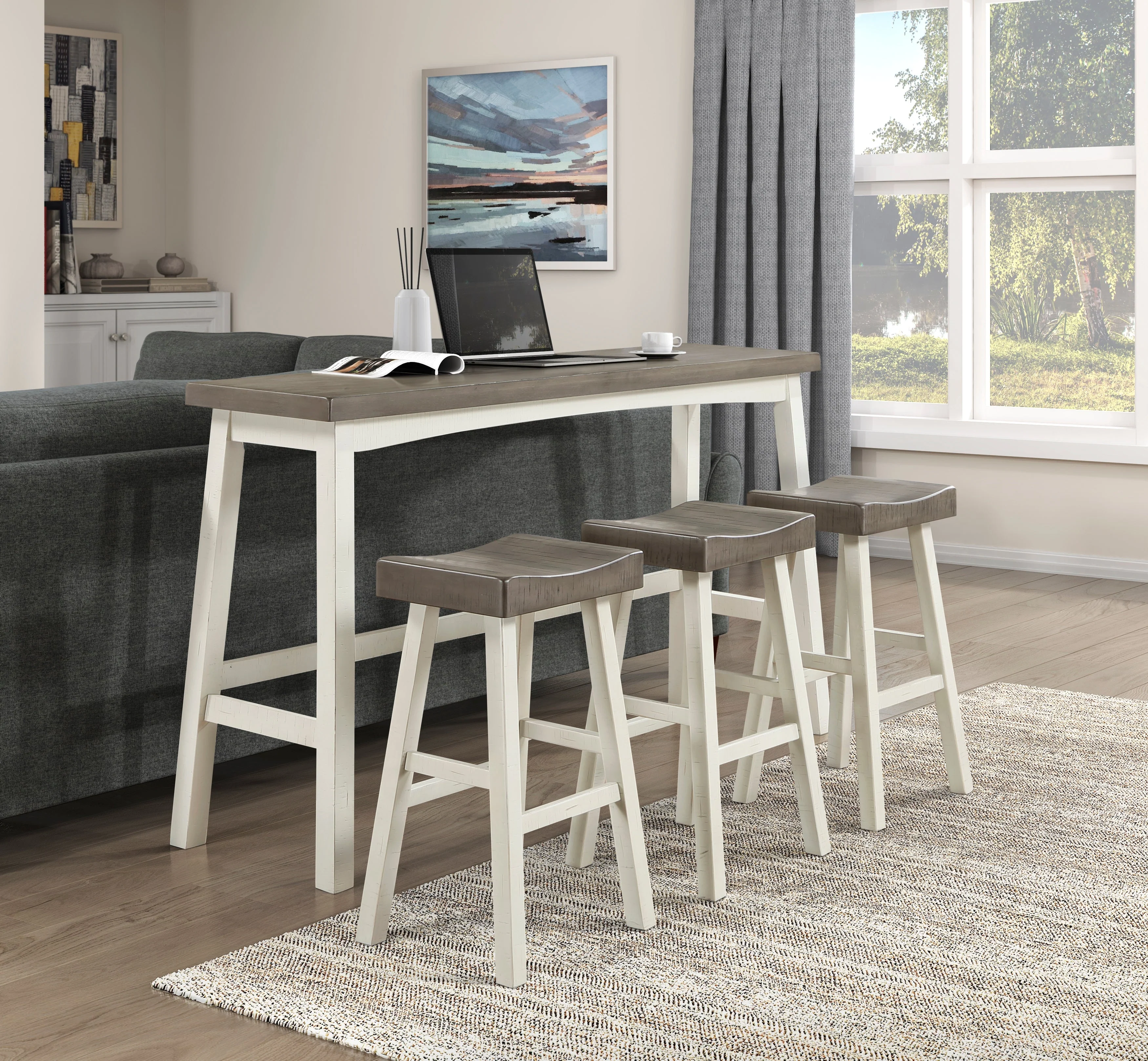 Caspian White/Coffee 4-Piece Pack Pub Height Set