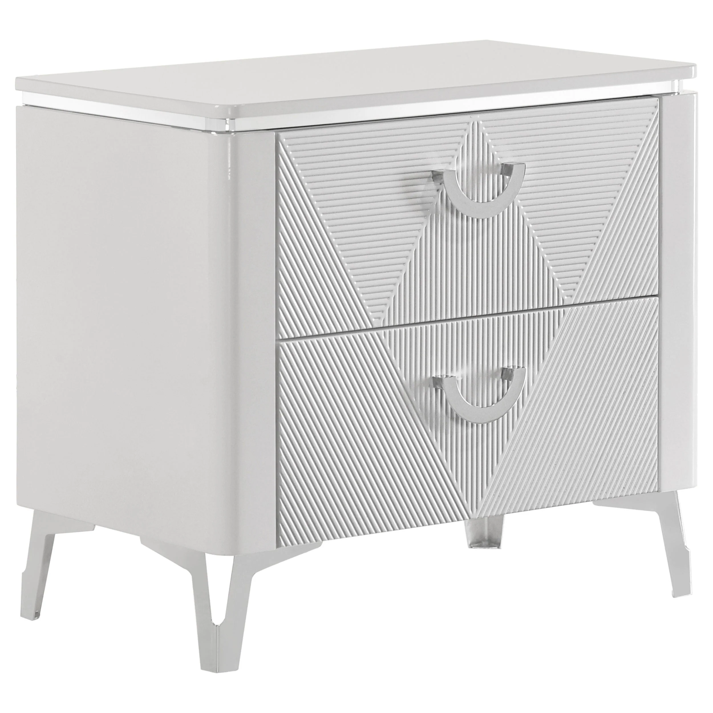Cassia White High Gloss 2-drawer Nightstand Bedside Table - Image 2
