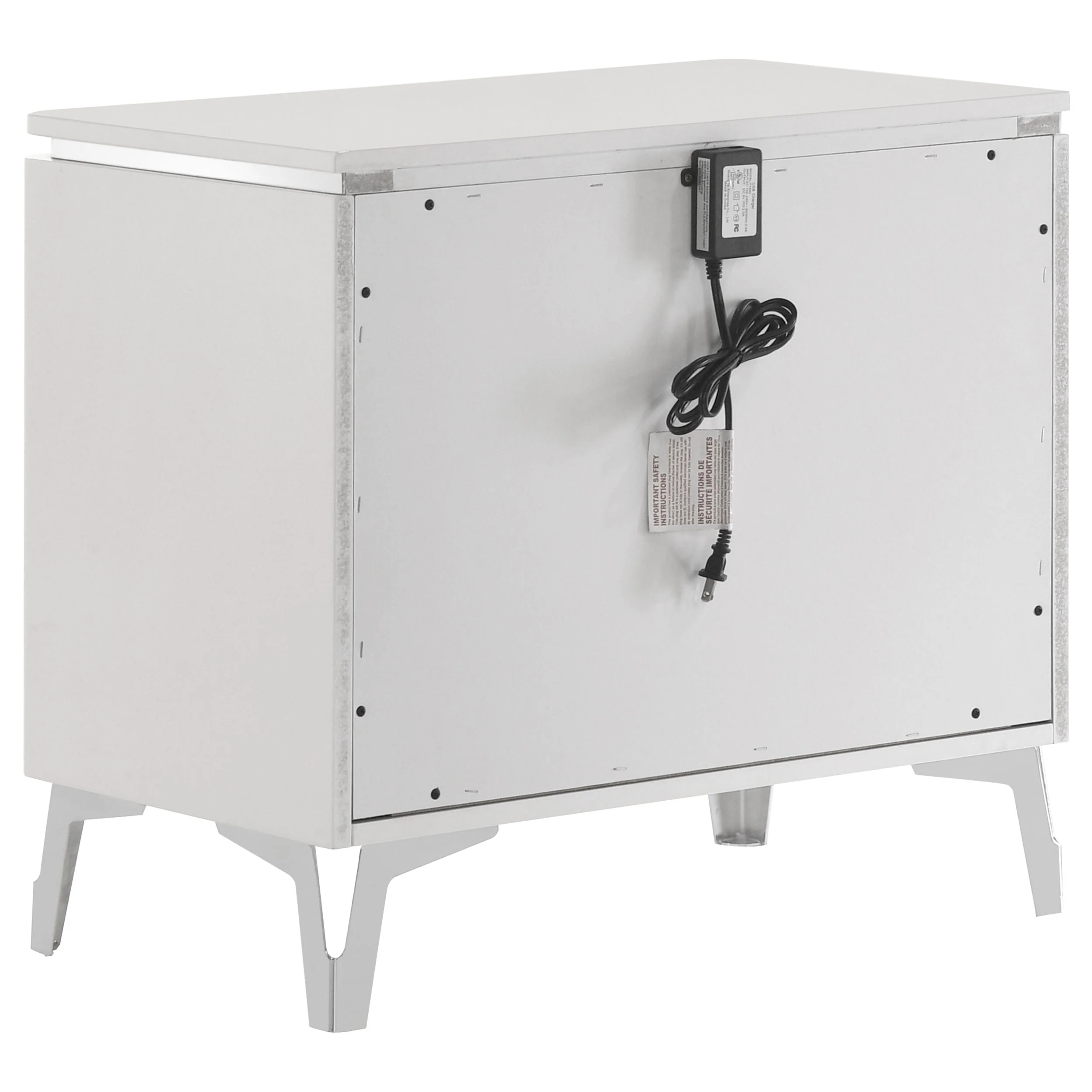 Cassia White High Gloss 2-drawer Nightstand Bedside Table - Image 4
